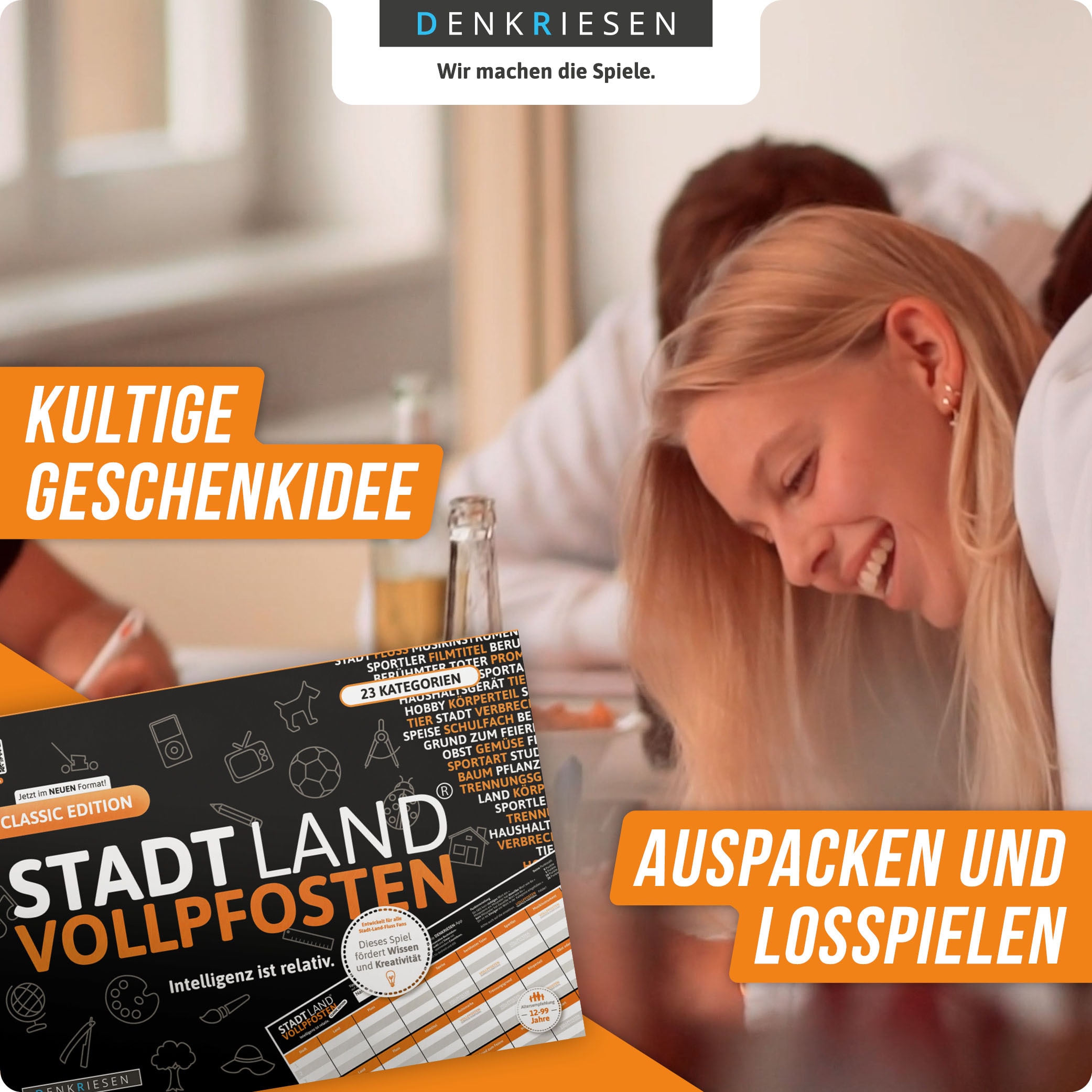 Denkriesen Spiel »Stadt Land Vollpfosten, Classic Edition, A4 Block«, Made in Germany
