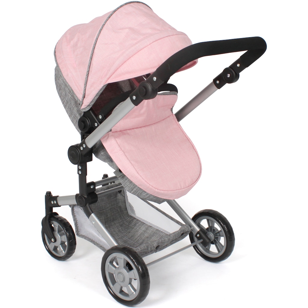 CHIC2000 Kombi-Puppenwagen »Linus, Melange Grau-Rosa«, (Set)