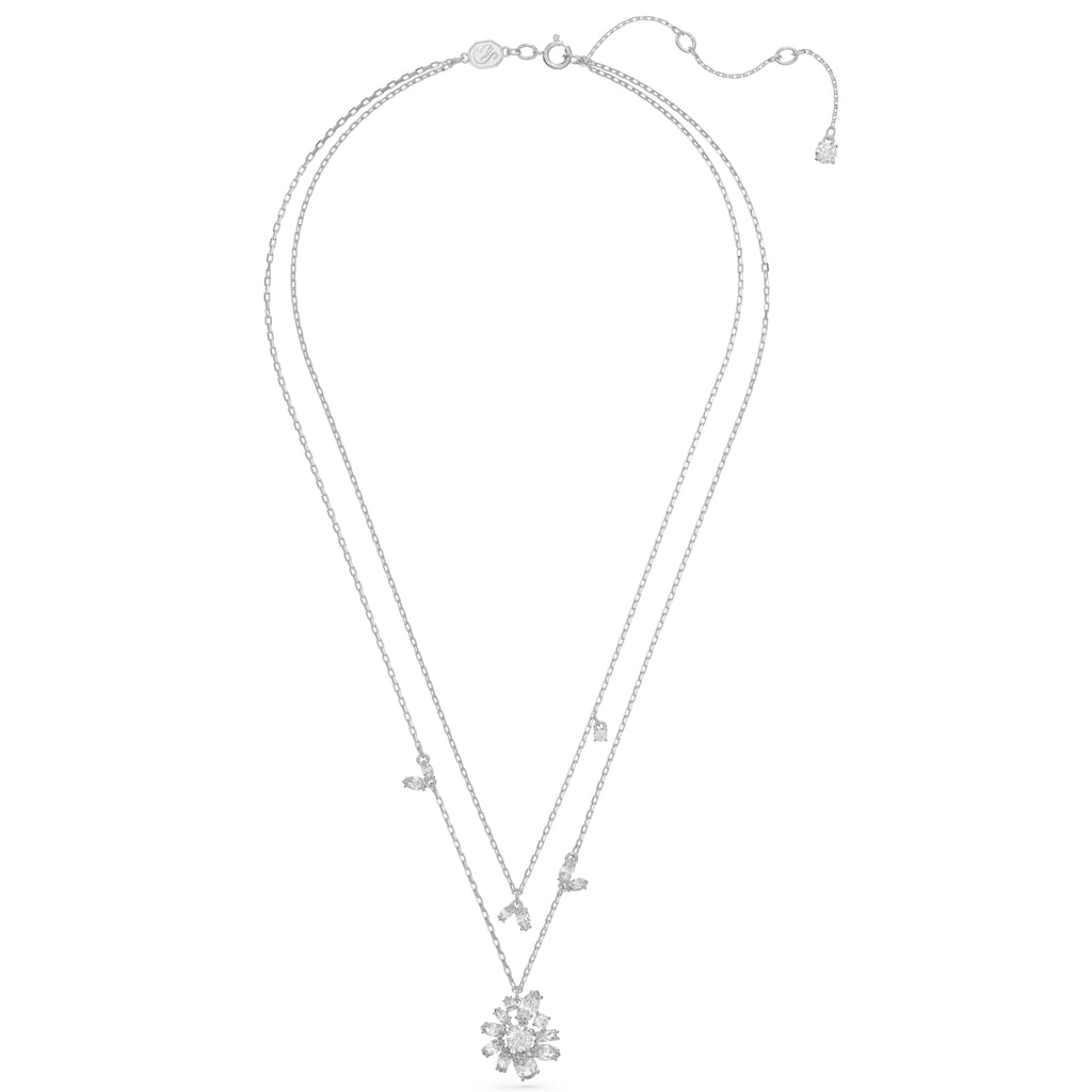 Swarovski Kette mit Anhänger »Gema Halskette im Lagenlook, Blume, Weiß, Rhodiniert, 5644658«