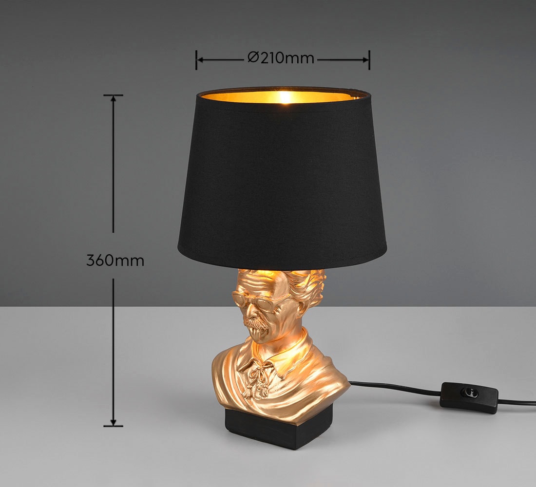 TRIO Höhe36cm 1 Schirm Design BAUR Schreibtischlampe Kopf schwarz&gold - Leuchten »Albert«, Büste | Schalter Tischleuchte flammig-flammig,