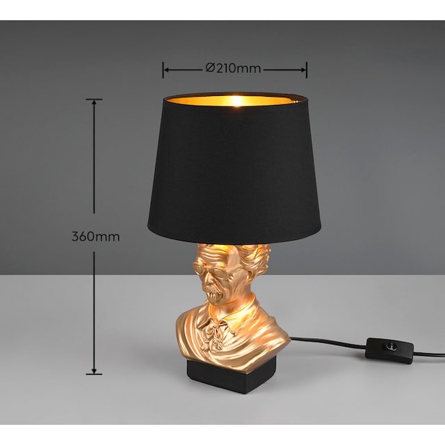 TRIO Leuchten Schreibtischlampe »Albert«, 1 flammig-flammig, Tischleuchte  Design Büste Kopf - Schirm schwarz&gold Höhe36cm Schalter | BAUR