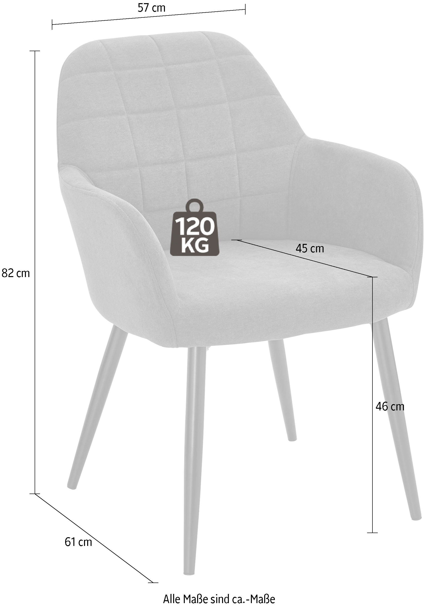 Rabatt INOSIGN Armlehnstuhl Bezug aus Gestell in (Set), 2 BAUR in Webstoff, | Metall (1 Stück), 2 »Mara«, schwarz Webstoff, St., oder