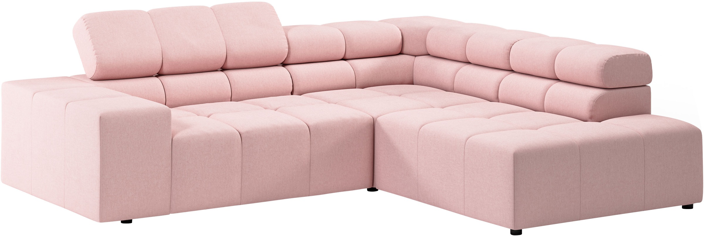 Ecksofa HOME AFFAIRE "Ancona, incl. Kopfteilverstellung + 3 Zierkissen, L-Form, Breite 249cm", rosa (rosé), B:249cm H:70cm T:215cm, 100% Polyester, Sofas, Ecksofa, wahlweise motorische Sitztiefenverstellung, B/T(H: 249/215/70 cm 5