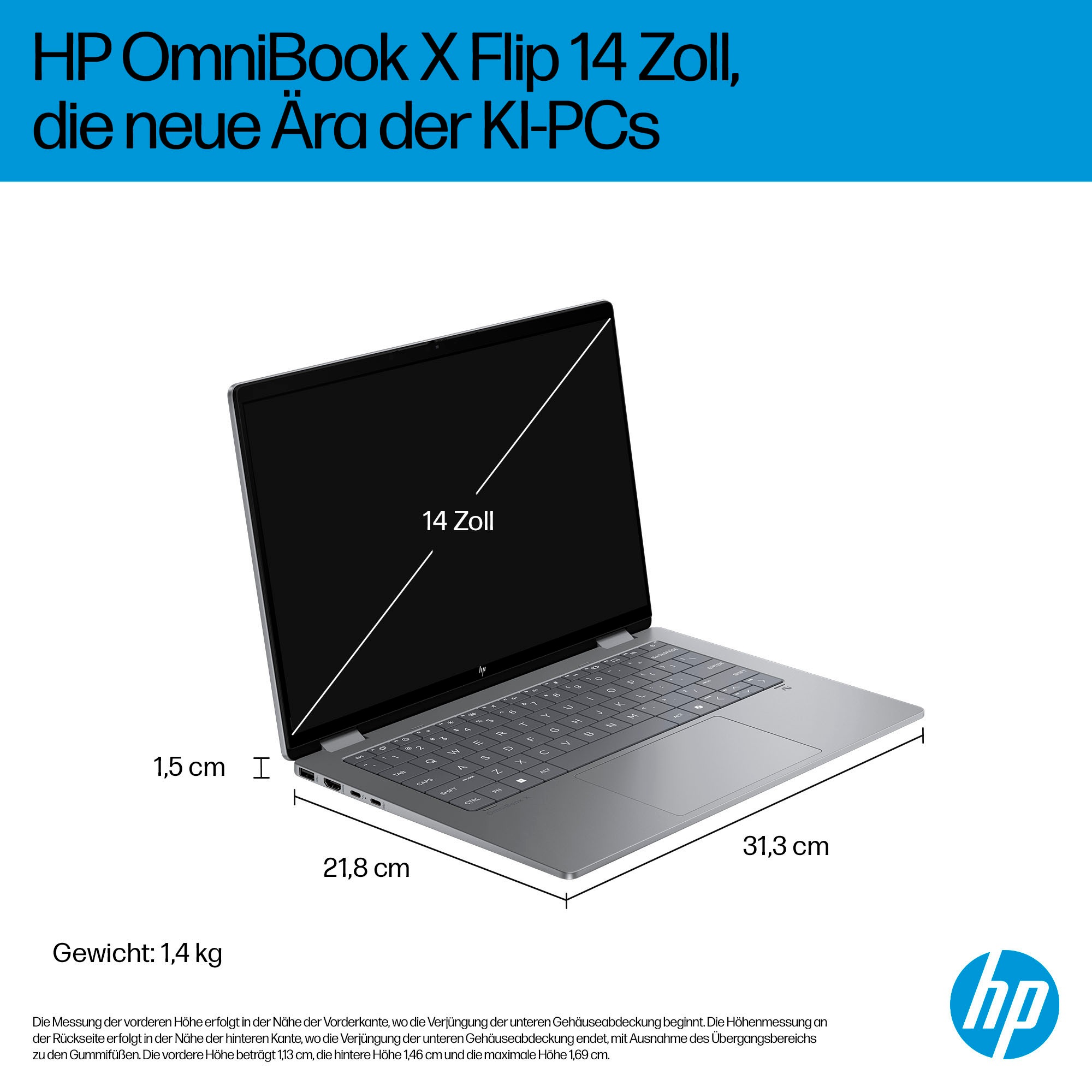 HP Convertible Notebook »OmniBook X Flip 14-fm0077ng«, 35,6 cm, / 14 Zoll, Intel, Core Ultra 7, 1000 GB SSD