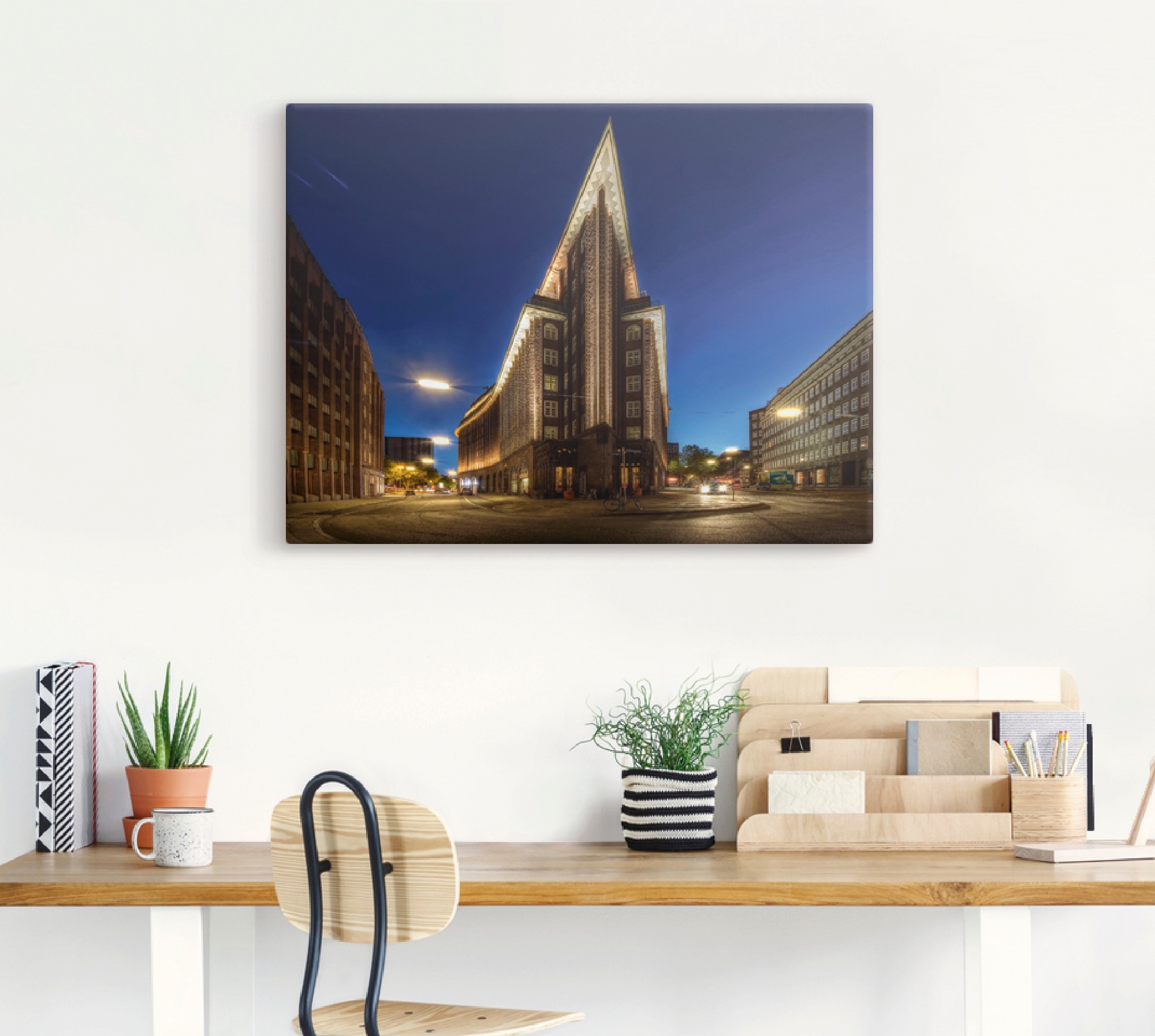 Artland Leinwandbild "Hamburg Chilehaus" Gebäude 1 Stk. tlg. auf Holzrahmen günstig online kaufen