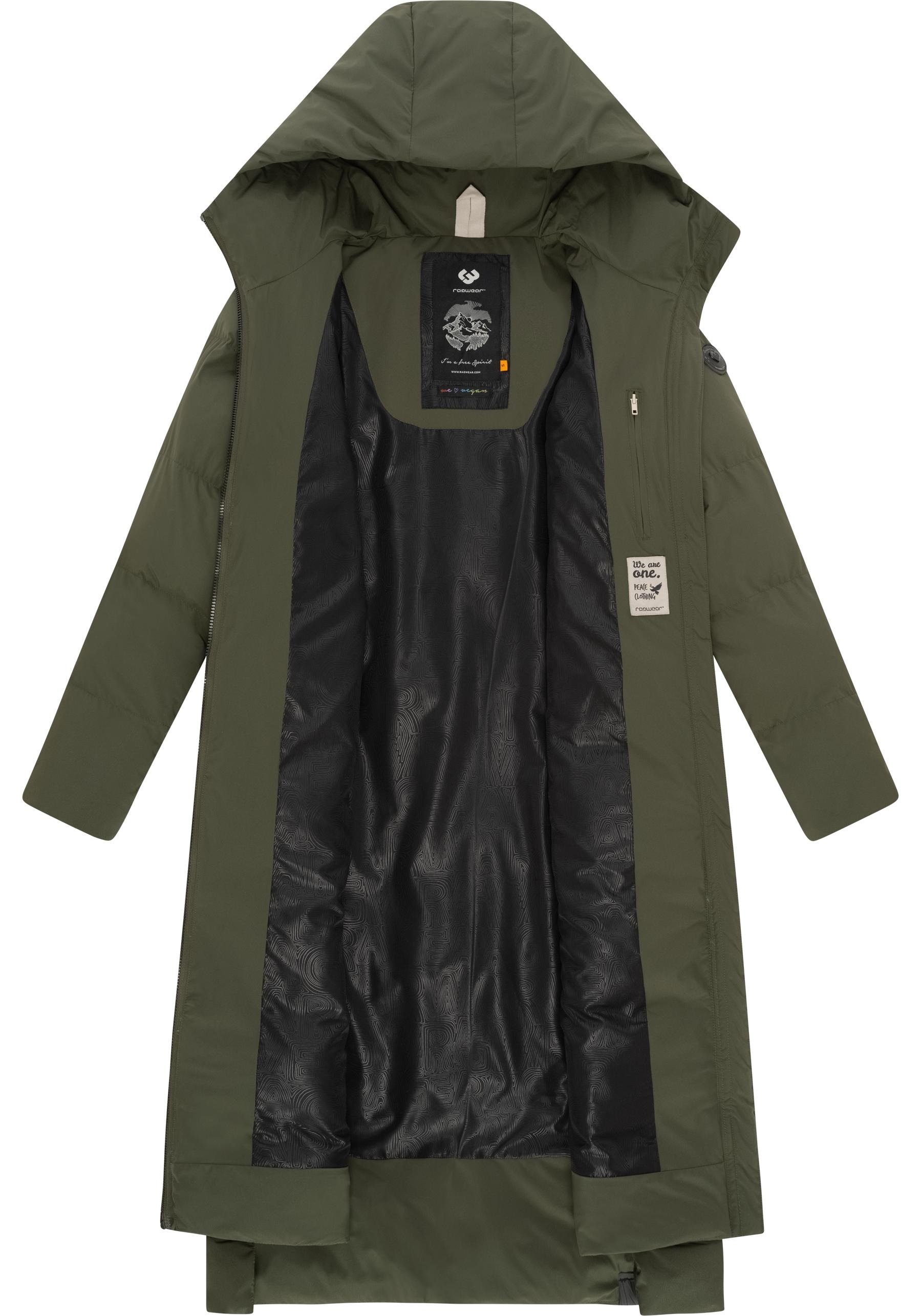 Ragwear Wintermantel »Patrise«, Extralanger Damen Winter Steppmantel mit Gehschlitzen