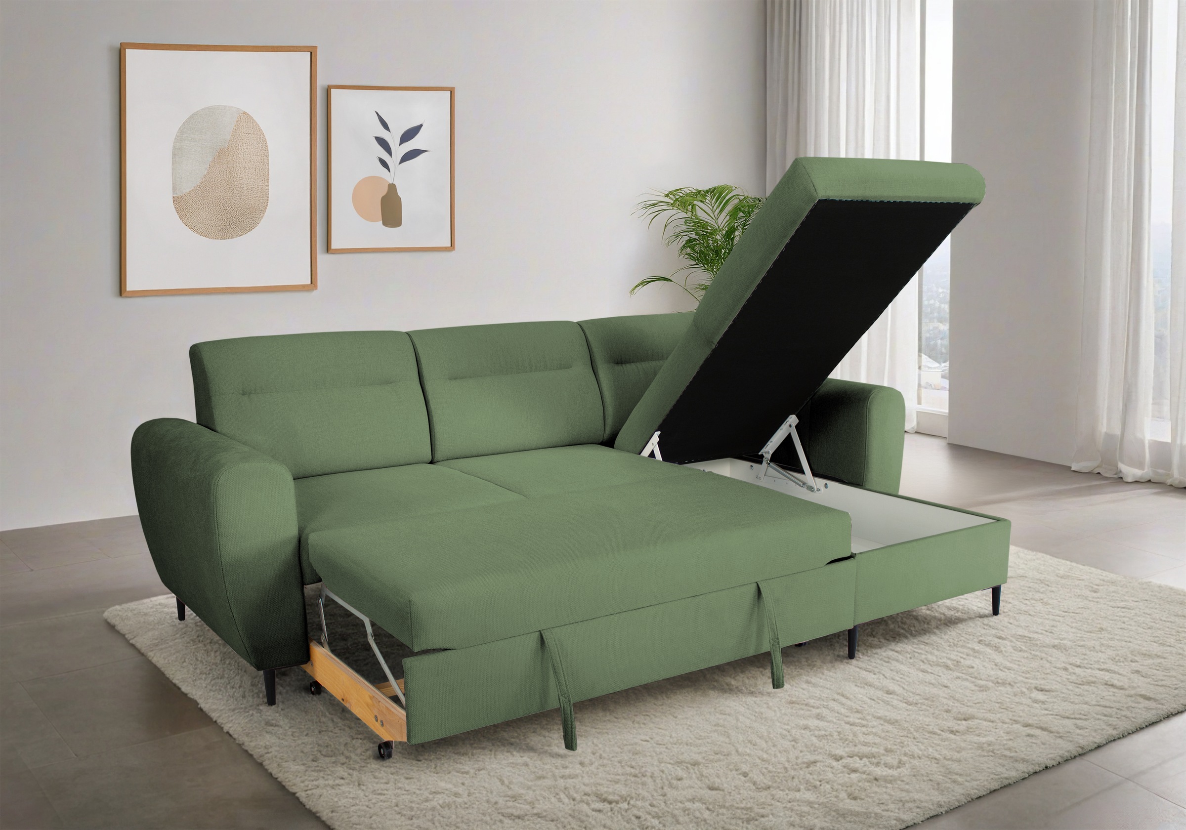 Trends by HG Ecksofa "Bella L-Form, B: 248 cm" mit Bettfunktion & Bettkaste günstig online kaufen