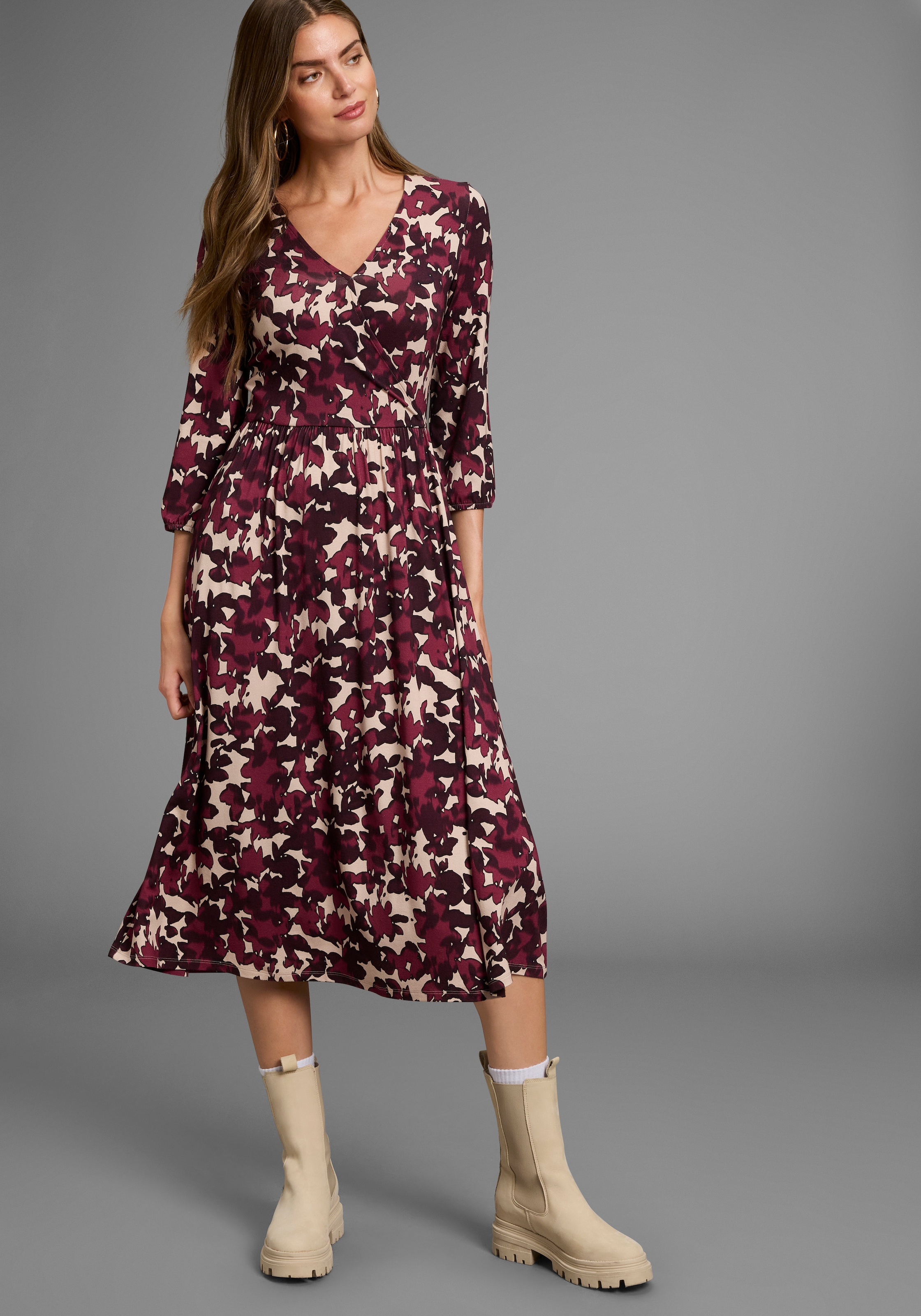 Laura Scott Midikleid, elegantes Blumenmuster aus Viskose-Mischung - NEUE K günstig online kaufen