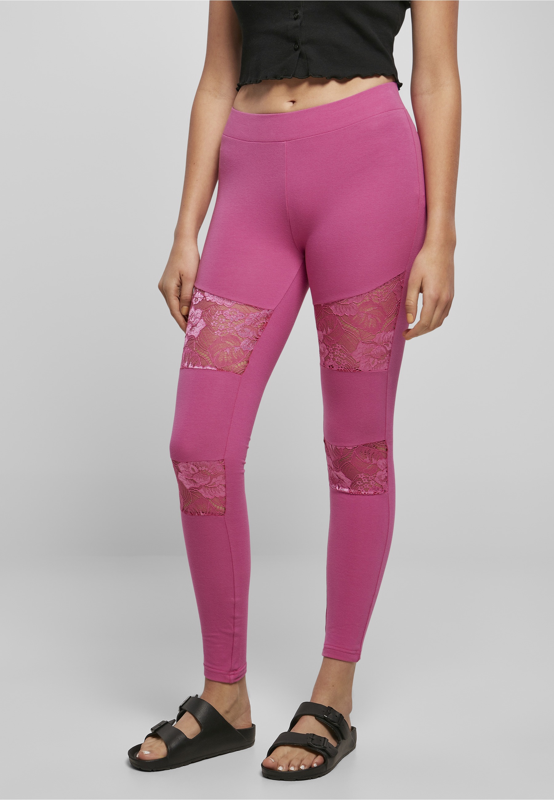 URBAN CLASSICS Leggings »Urban Classics Damen Ladies Laces Inset Leggings«