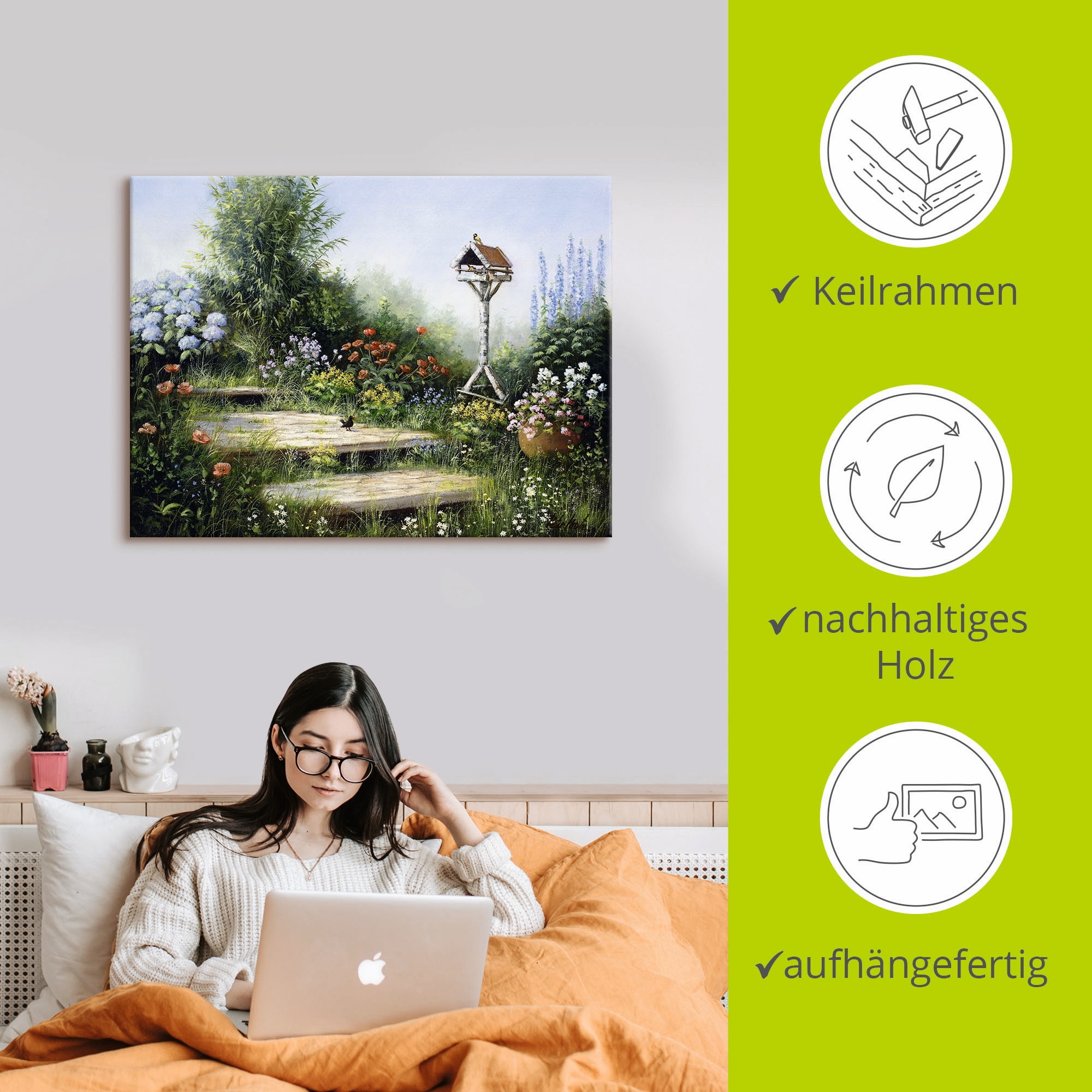 Artland Leinwandbild »Lieder der Vögel«, Garten, (1 St.), auf Keilrahmen gespannt