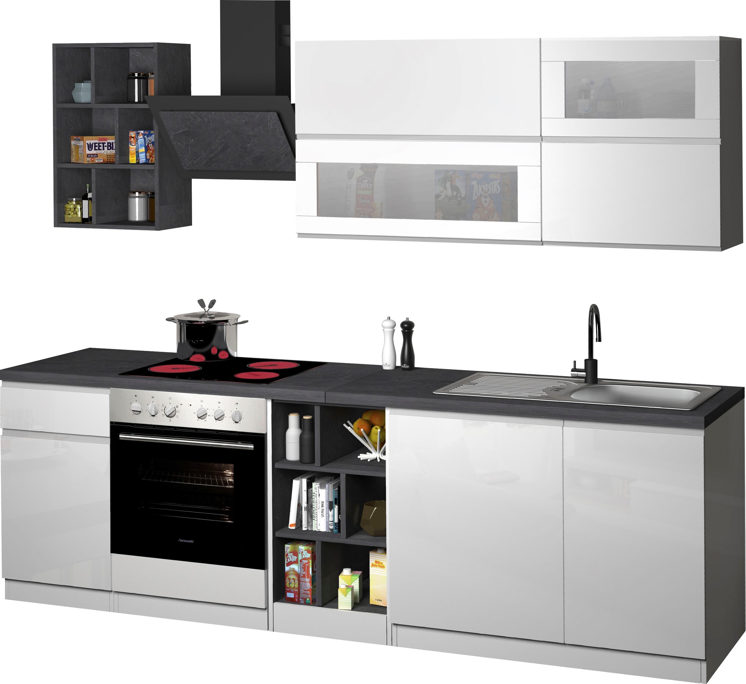 Thumbnail - KOCHSTATION Küchenzeile "KS-Sole", Breite 256 cm, Hängeregal, Geschirrabtropfschrank, ohne E-Geräte