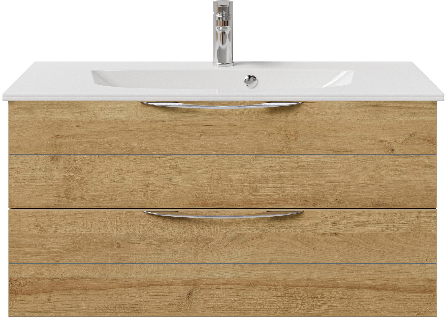 Saphir Waschtisch »Serie 6025 Mineralmarmor-Waschtisch mit Unterschrank, 97 cm breit«, Waschplatz mit 2 Schubladen, hängend, verschiedene Ausführungen