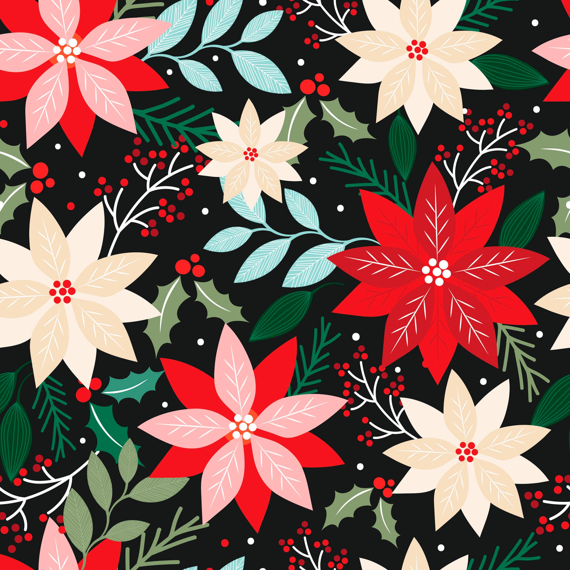 queence Dekokissen »Weihnachtsstern«, Kissenhülle,Bunte Blüten,Floral,Farbenfroh,Natur,Blumenmuster