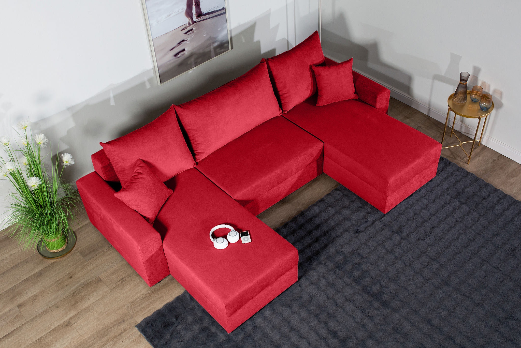 COLLECTION AB Wohnlandschaft »Pico U-Form, Breite 252, mit Armlehne Schlaffunktion, Bettkasten«, Wohnlandschaft,2 X Ottomane,Polyätherschaum Polsterung