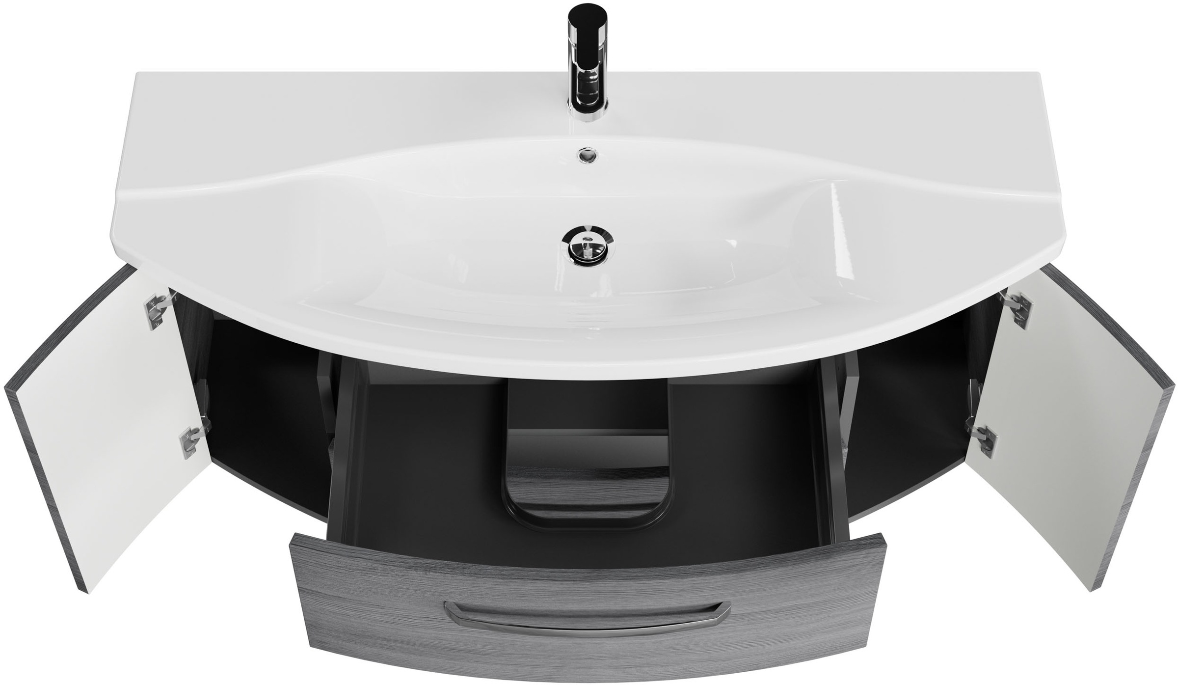 Saphir Badmöbel-Set »Serie 4010 2-teilig Keramik-Waschtisch mit LED-Spiegelschrank«, (Set), Badezimmer Set 122 cm breit, inkl. Türdämpfer, 5 Türen, 2 Schubladen