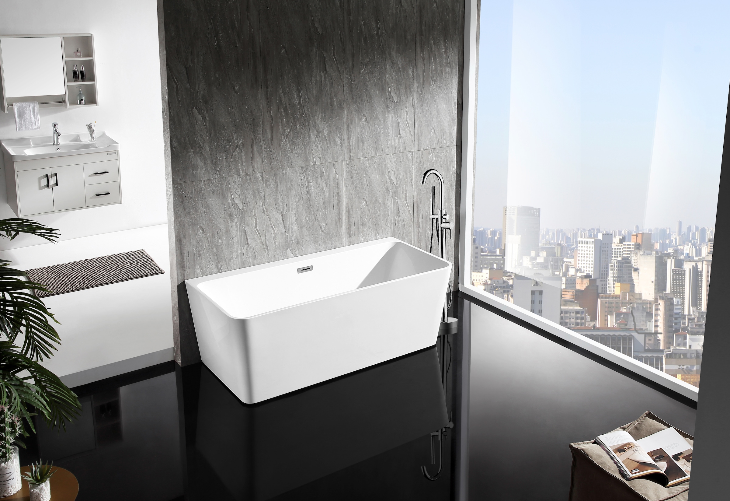 welltime Badewanne »Granada«, (4 tlg.), B/T: 160/74 cm, freistehende Wanne