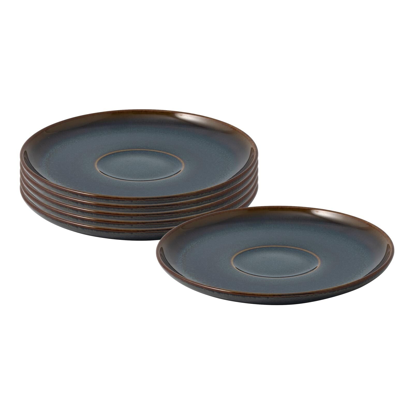 Untertasse "Kaffeeuntertassen Crafted ø 14,9 cm 6er Set", blau (denim), L:14,9cm, LIKE. BY VILLEROY & BOCH, Speiseteller