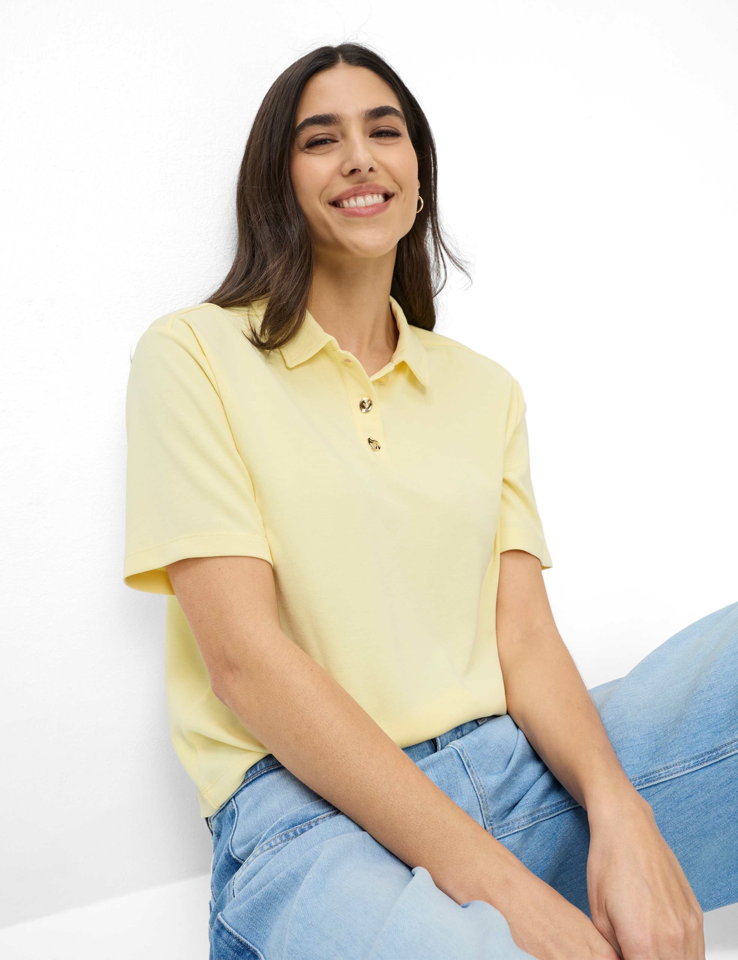 BRAX Cara S Damen Poloshirt gelb Gr. 46 3