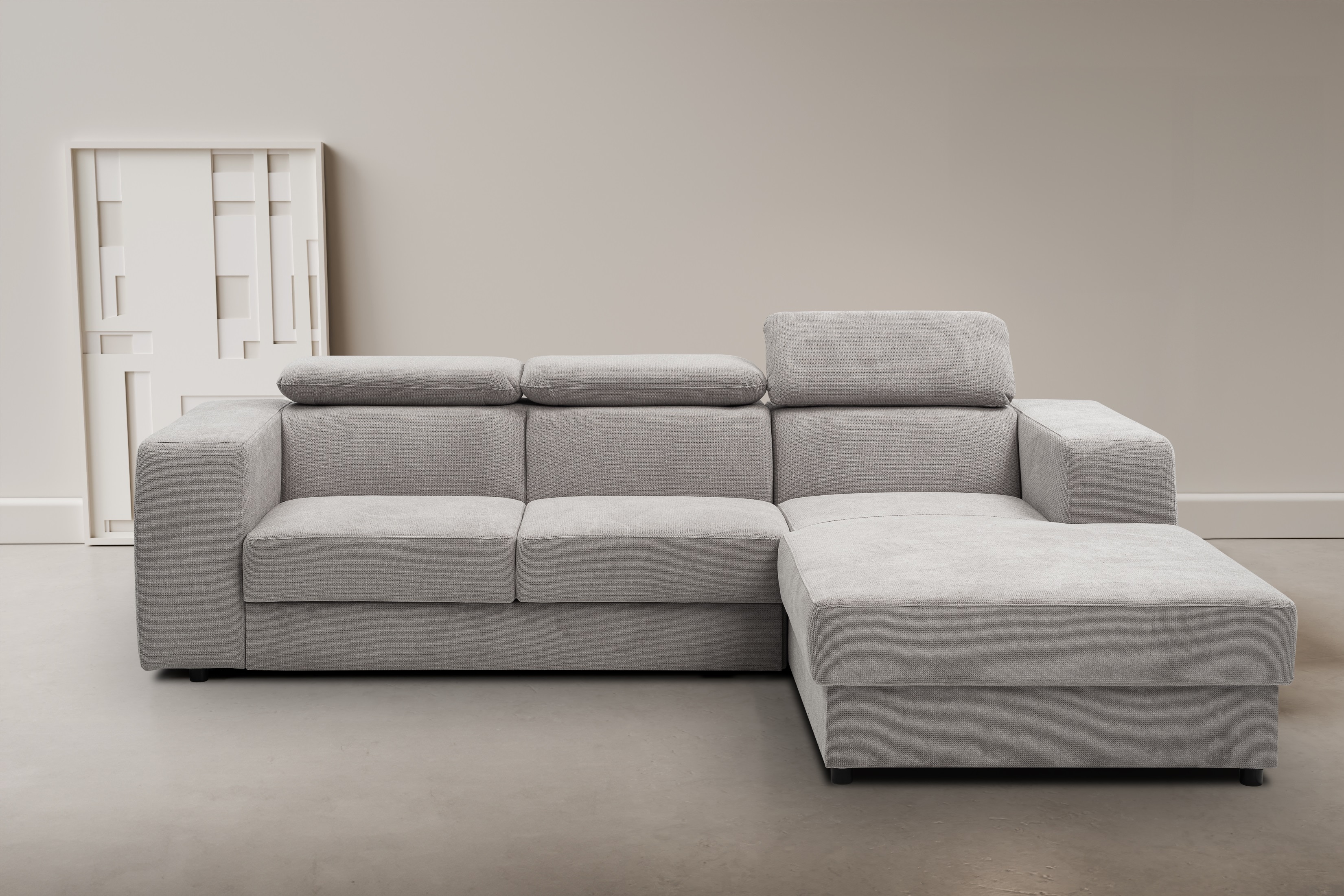WERK2 Ecksofa "Cherry 270 x 192 cm modern und bequem" Luxus-Microfaser Chenille, L-Form, XXL, Schlaffunktion, Bettkasten