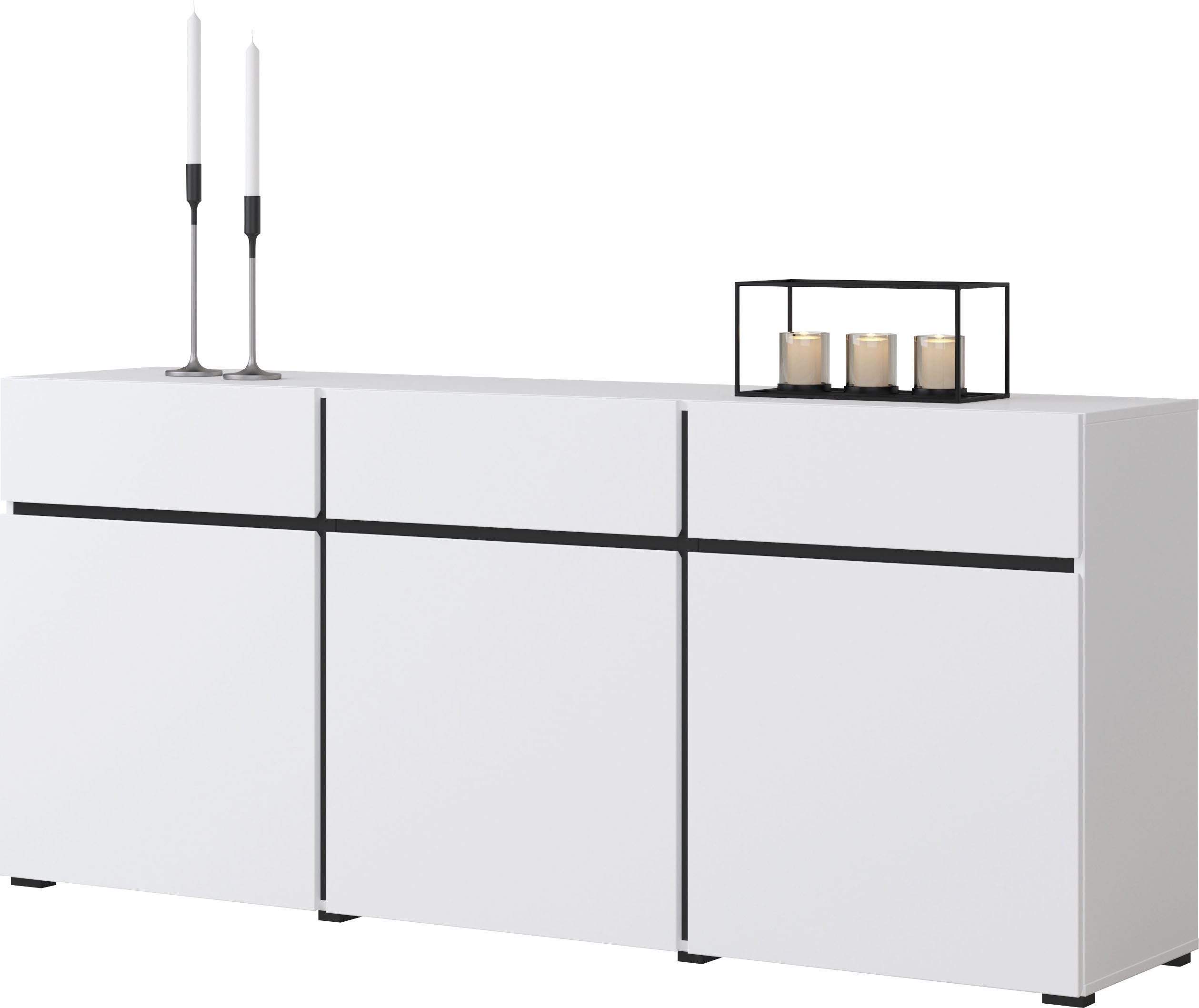 Thumbnail - INOSIGN Kommode "Cross,Breite 180 cm, moderne grifflose Kommode,3 Türen/3 Schubkästen", Schubladenschrank mit viel Staur...