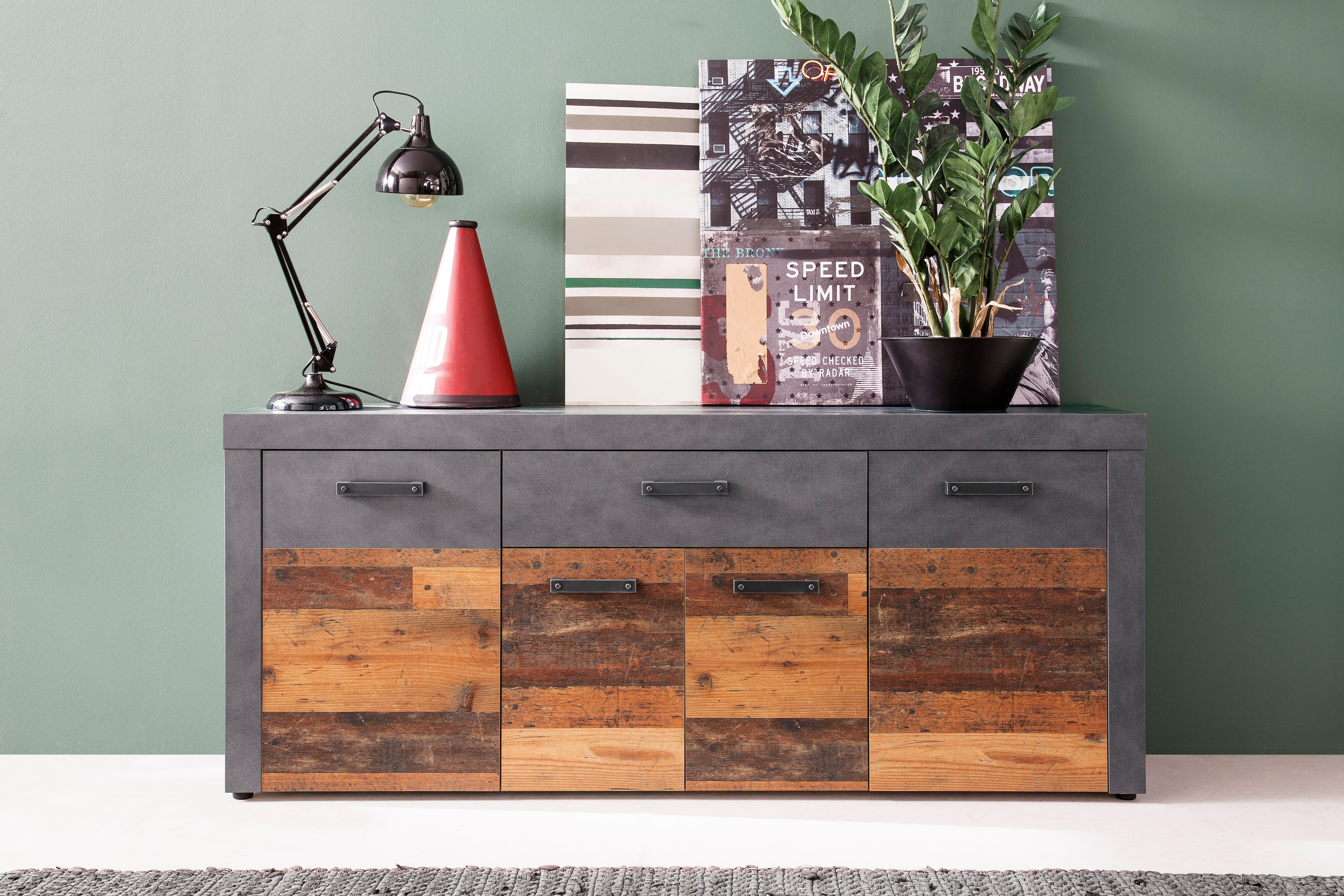 Home affaire Sideboard "Ilana" Sideboard mit 4 Türen & 1 Schublade - (B/T/H) 178/40/76 cm