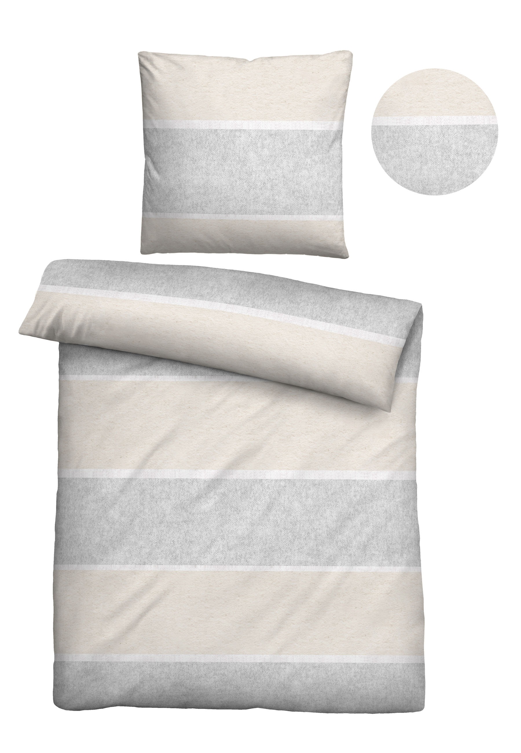 Biberna Bettwäsche »Jonas Biber Streifen«, (2 tlg.), kuschelig warm, weich, pflegeleicht, 100% Baumwolle, made in Germany