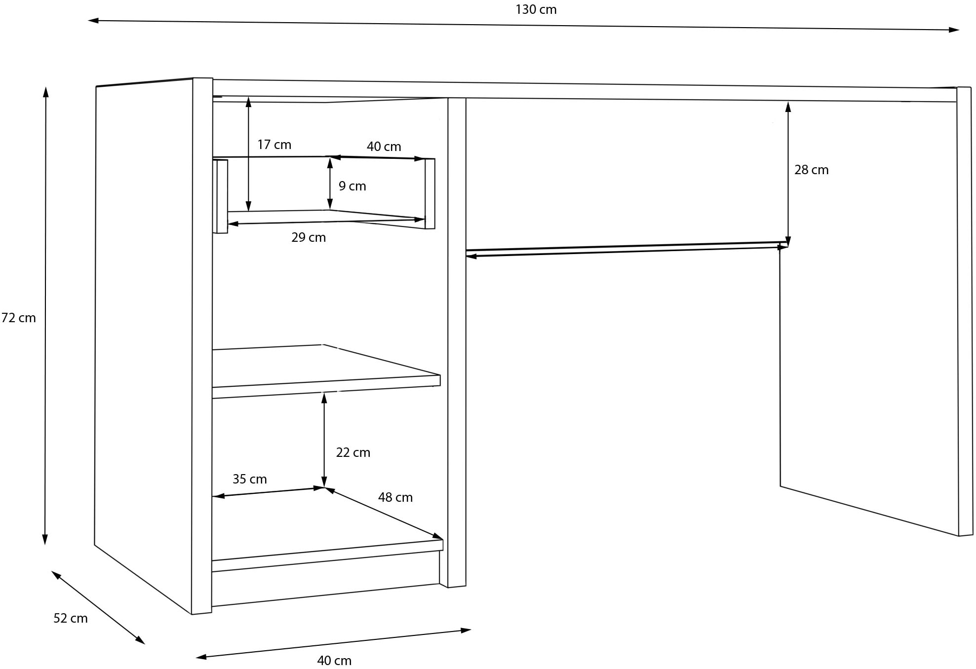 FORTE Schreibtisch »Oak Squere« B/H/T 130/72/51,7cm, Soft Close, Vollauszug