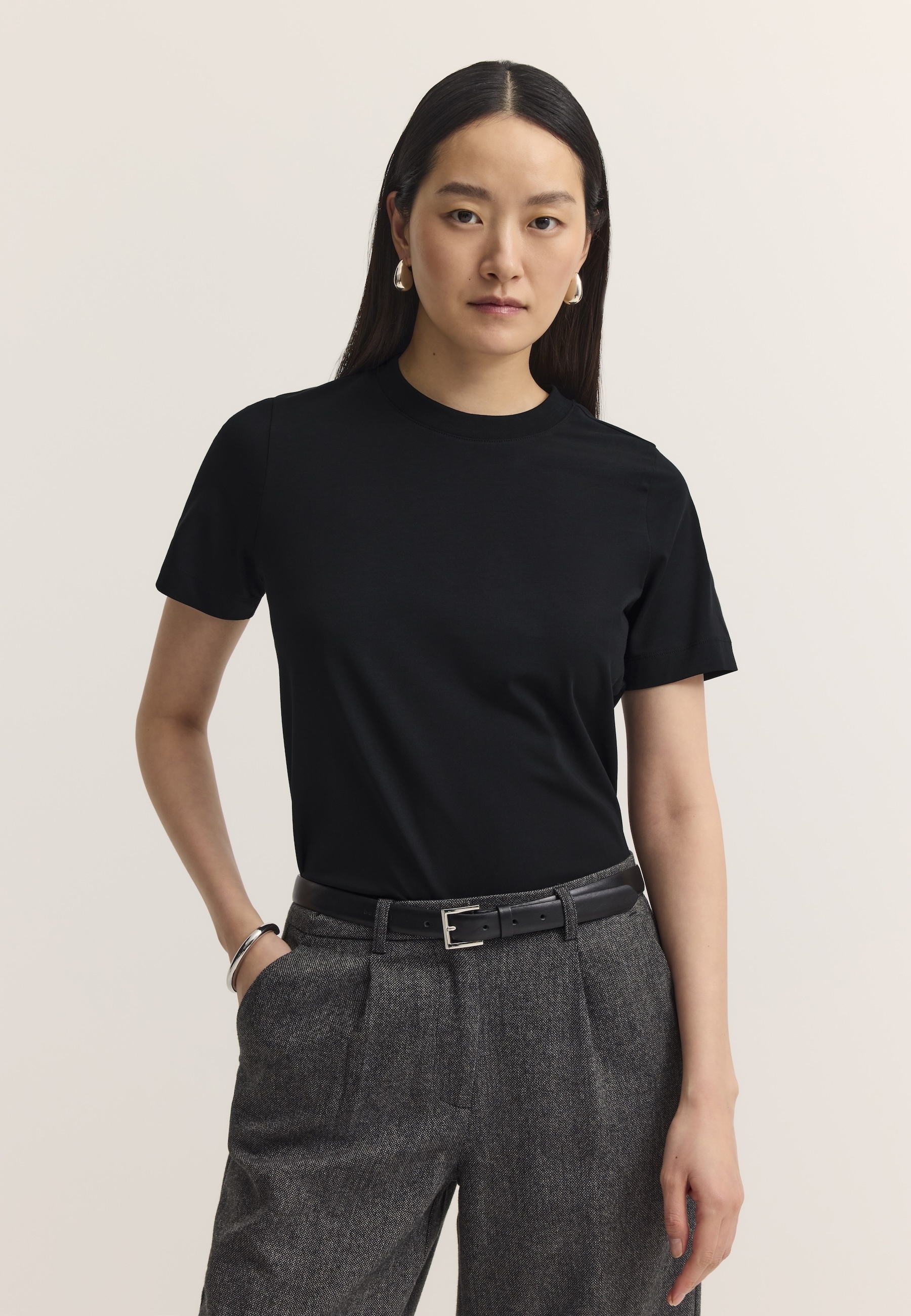 bugatti T-Shirt "Modern Fit" Modern Fit Baumwoll-Stretch Rundhals