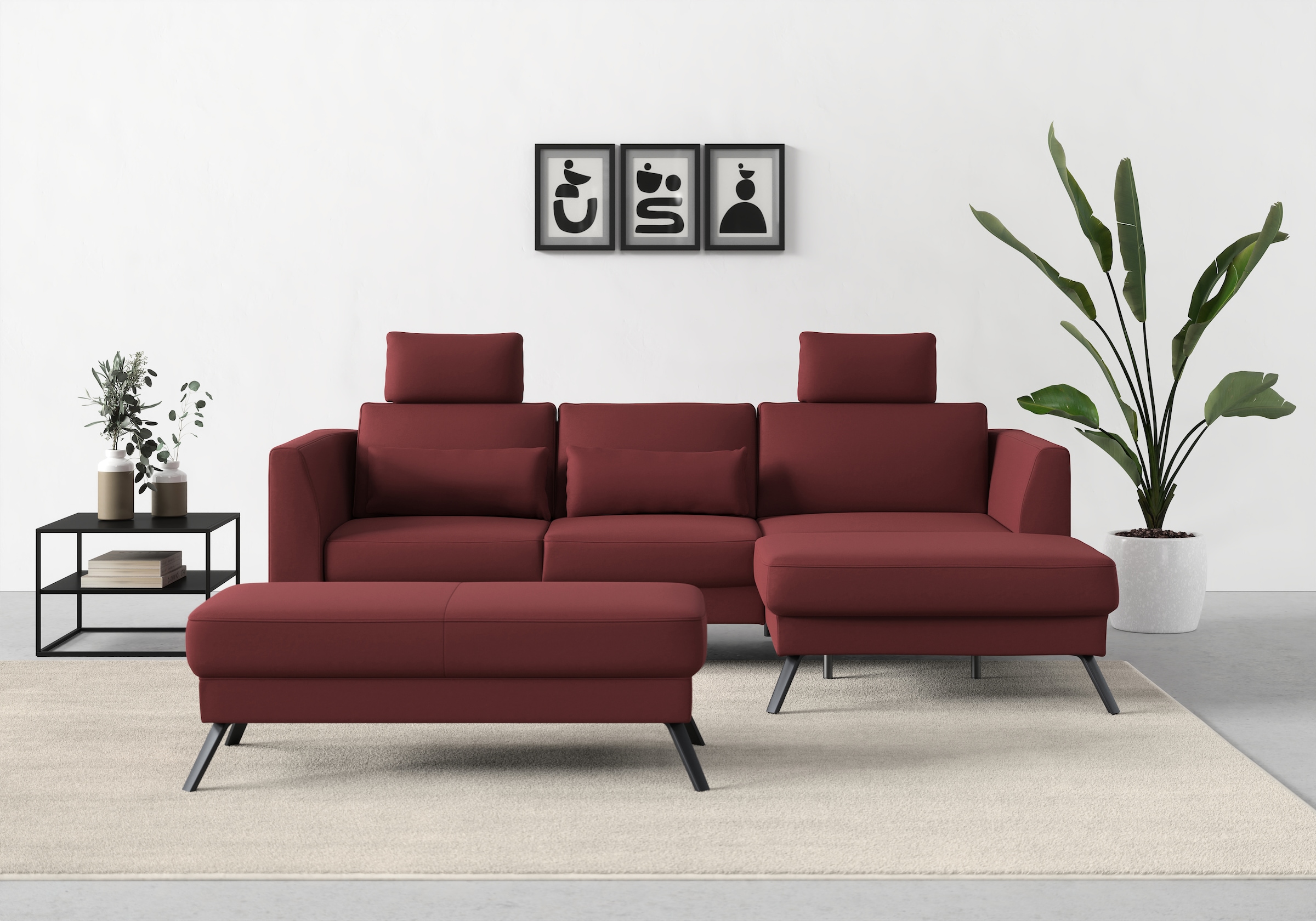 sit&more Ecksofa »Lindholm L-Form«, mit Sitztiefenverstellung und Federkern