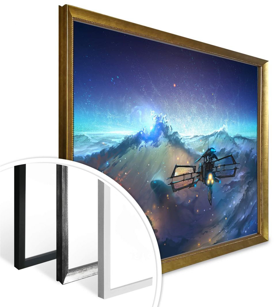 Wall-Art Poster »Surrealismus Bild Weltraum See«, Landschaft, (1 St.), Poster ohne Bilderrahmen
