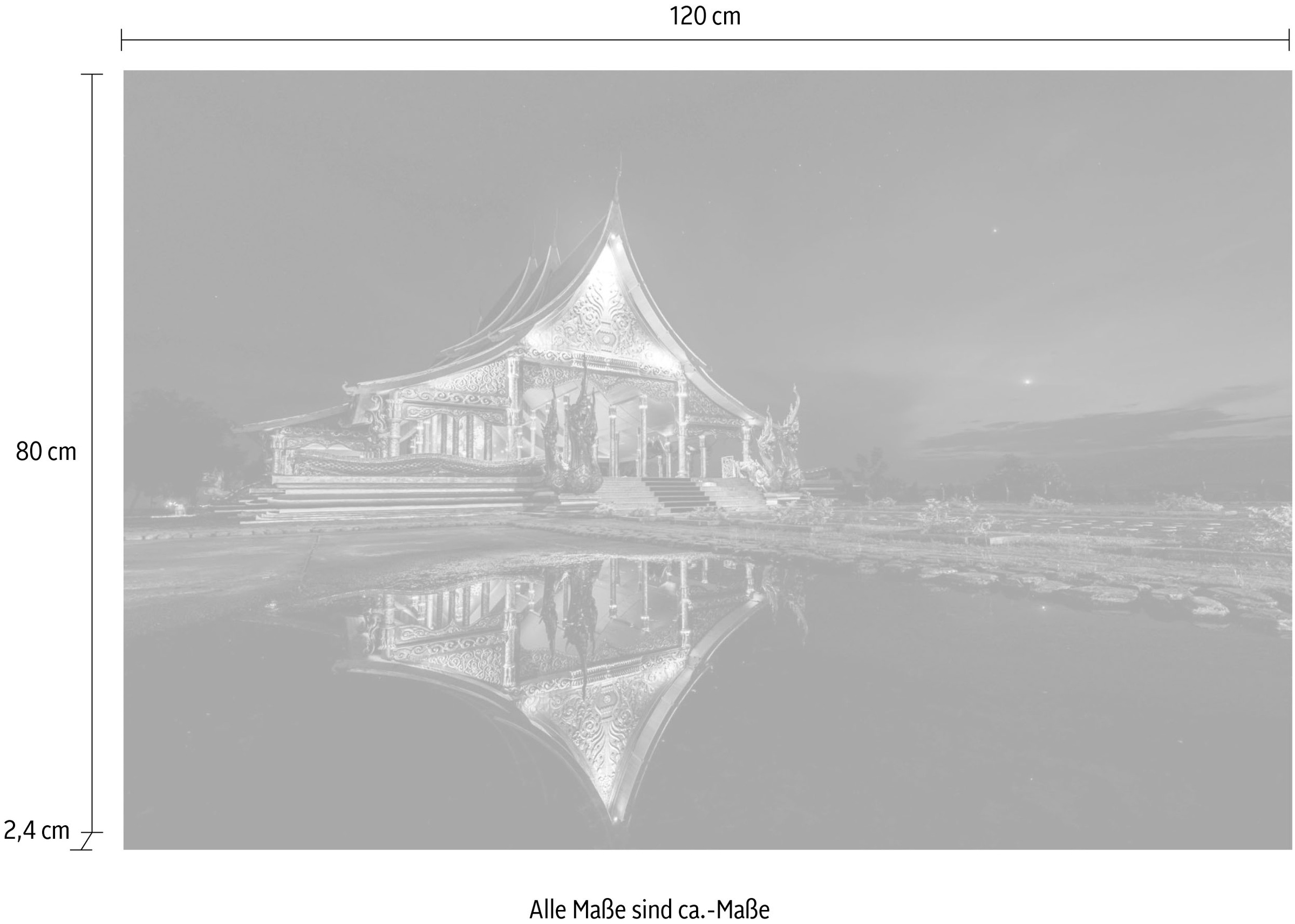 queence Acrylglasbild »Am See«, Asien-Kunst-Gebäude-Buddhismus-Himmel, Fine Art-Print in Galeriequalität