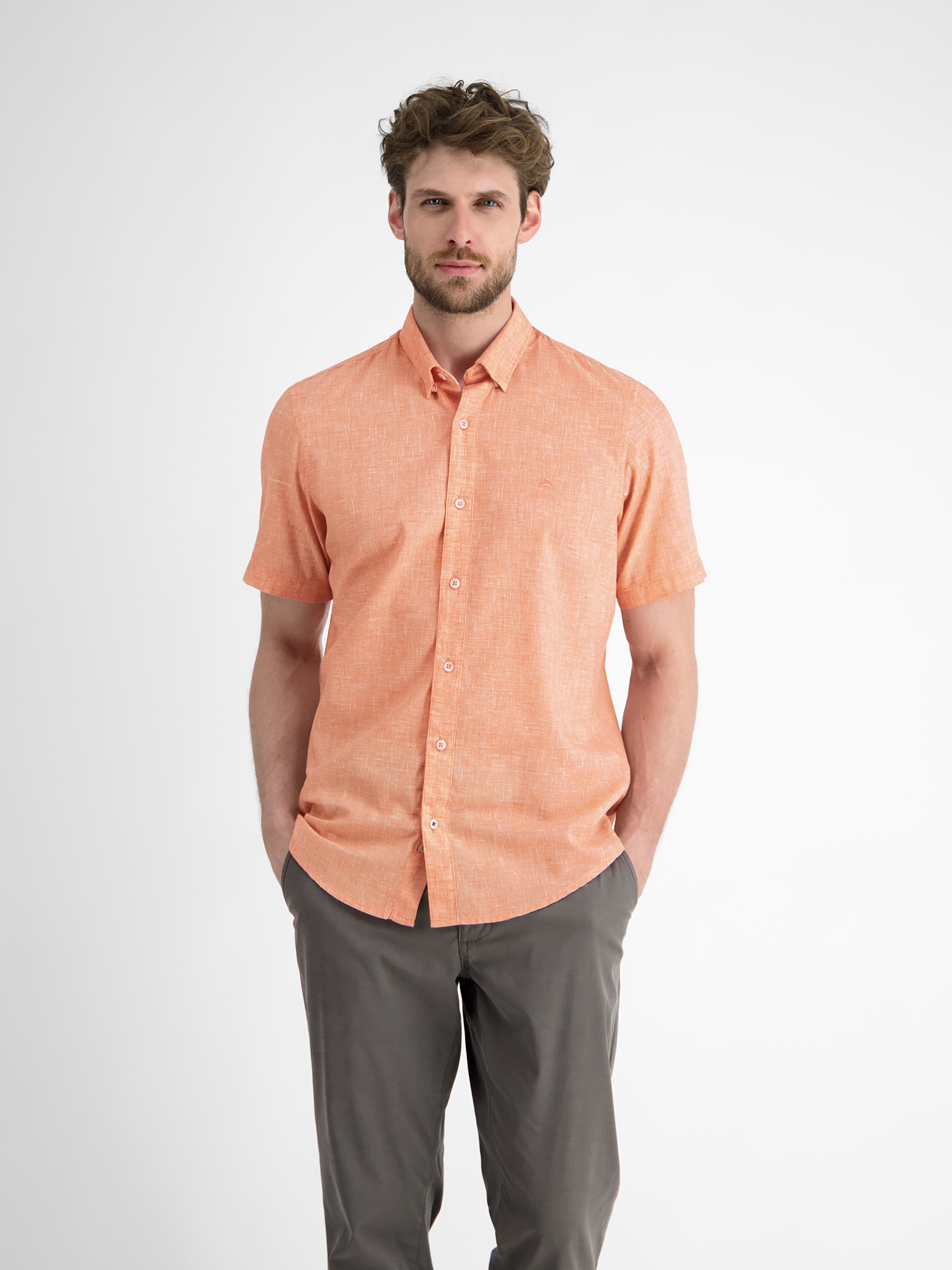 LERROS Kurzarmhemd "LERROS Kurzarmhemd mit verdecktem Button-down-Kragen" günstig online kaufen