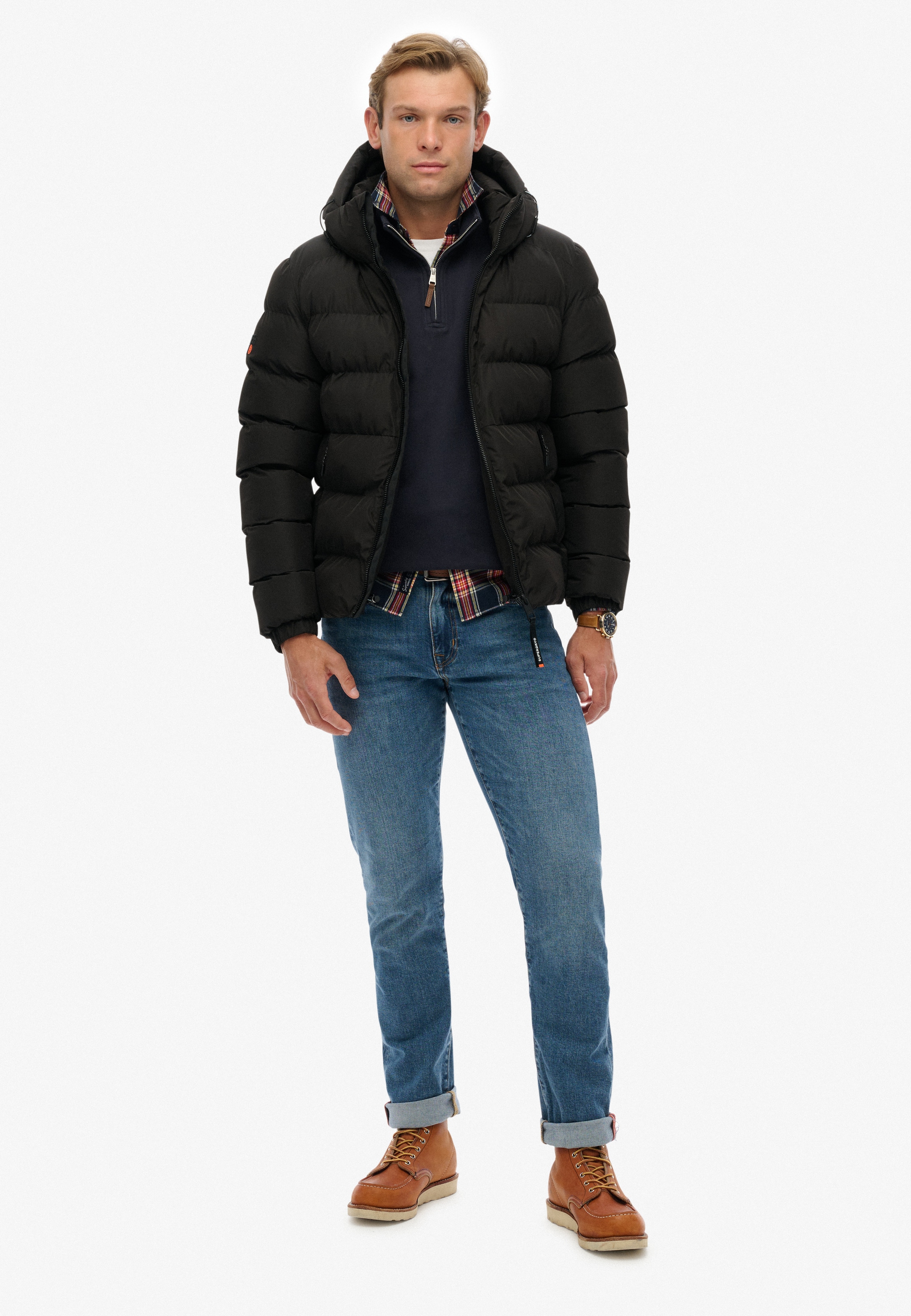 Superdry Steppjacke »HOODED SPORTS PUFFER JACKET« mit Kapuze Kunstfaser, relaxed fit