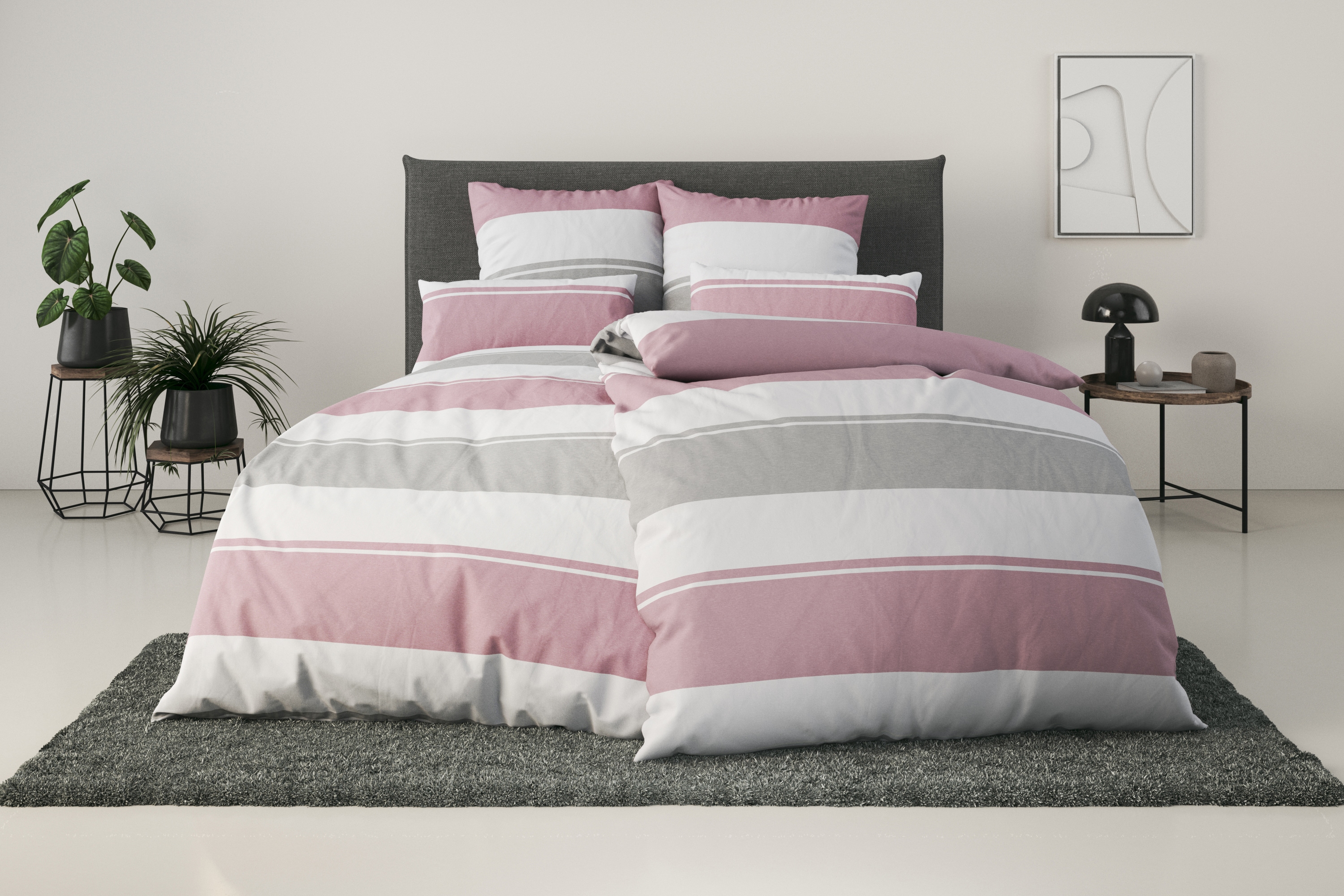 OTTO home Bettwäsche "Yonne" 2 in frischen Farben, gestreifte Bettwäsche, ab Gr. 135x200 cm
