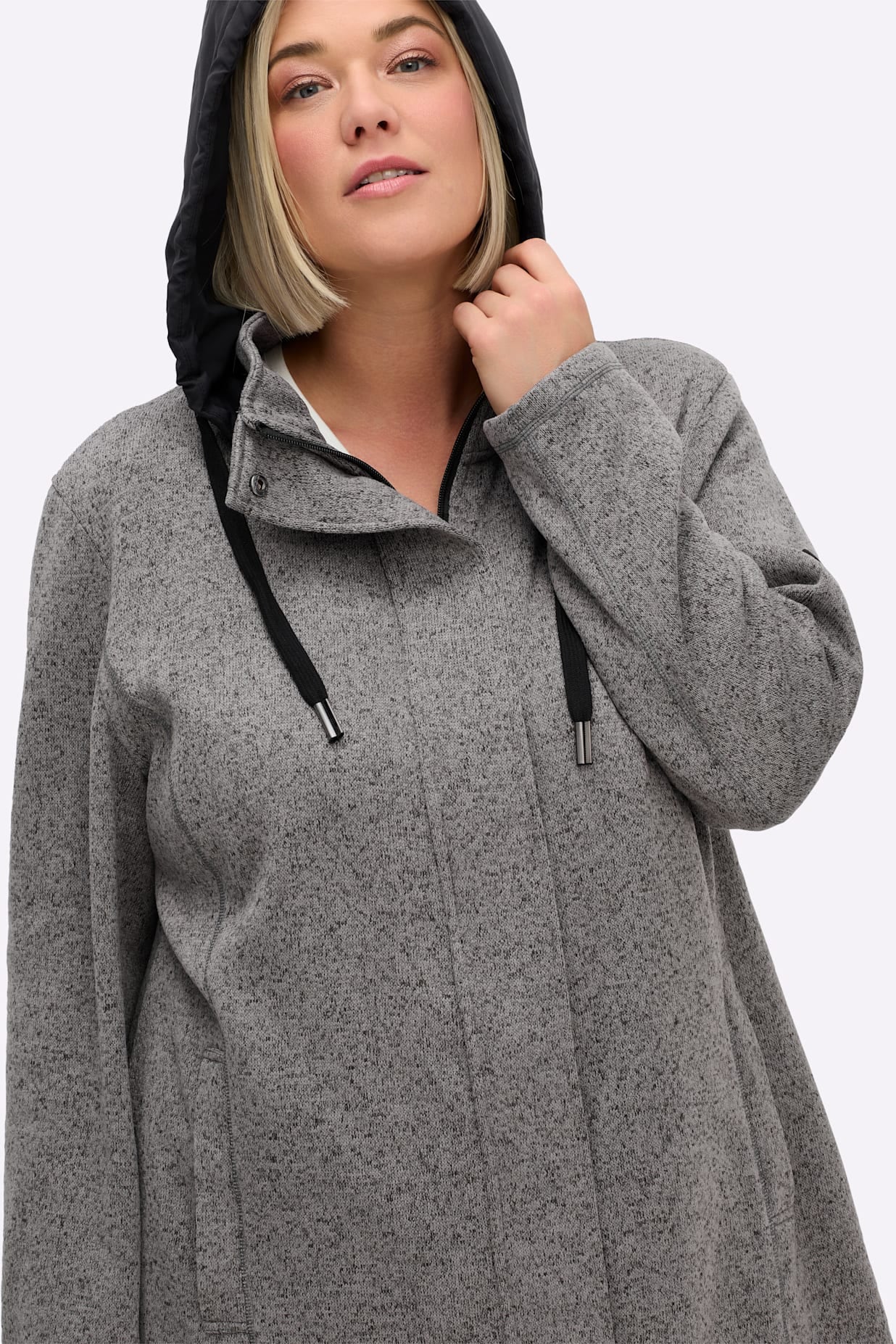 Sheego Strickfleecejacke, mit Kapuze
