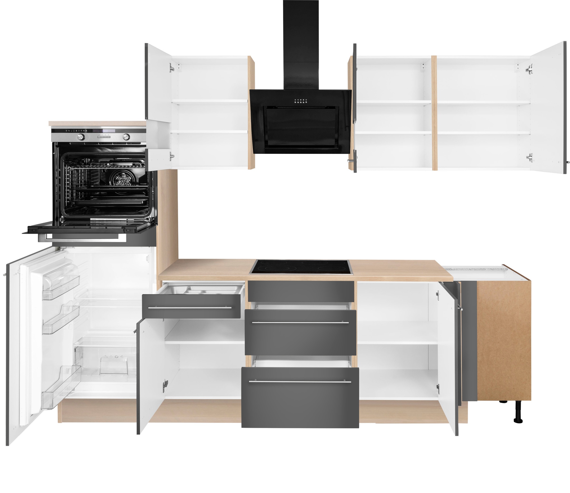 Thumbnail - OPTIFIT Winkelküche "Bern mit Hanseatic-E-Geräten" Stellbreite 285x175 cm, mit Induktionskochfeld, Soft-Close