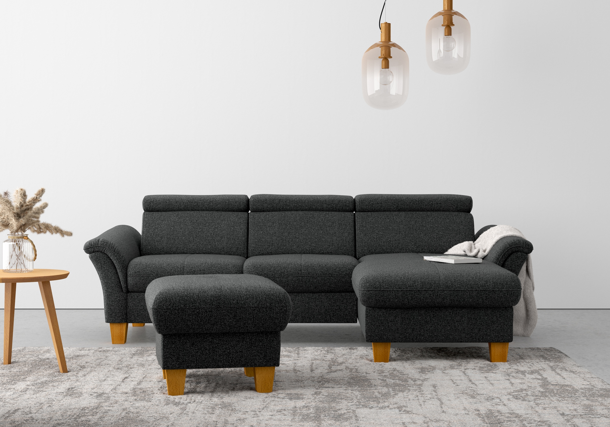 OTTO home Ecksofa "Lindgren L-Form" wahlweise mit Bett mit klappbaren Rollen, Kasten und Kopfverstellung