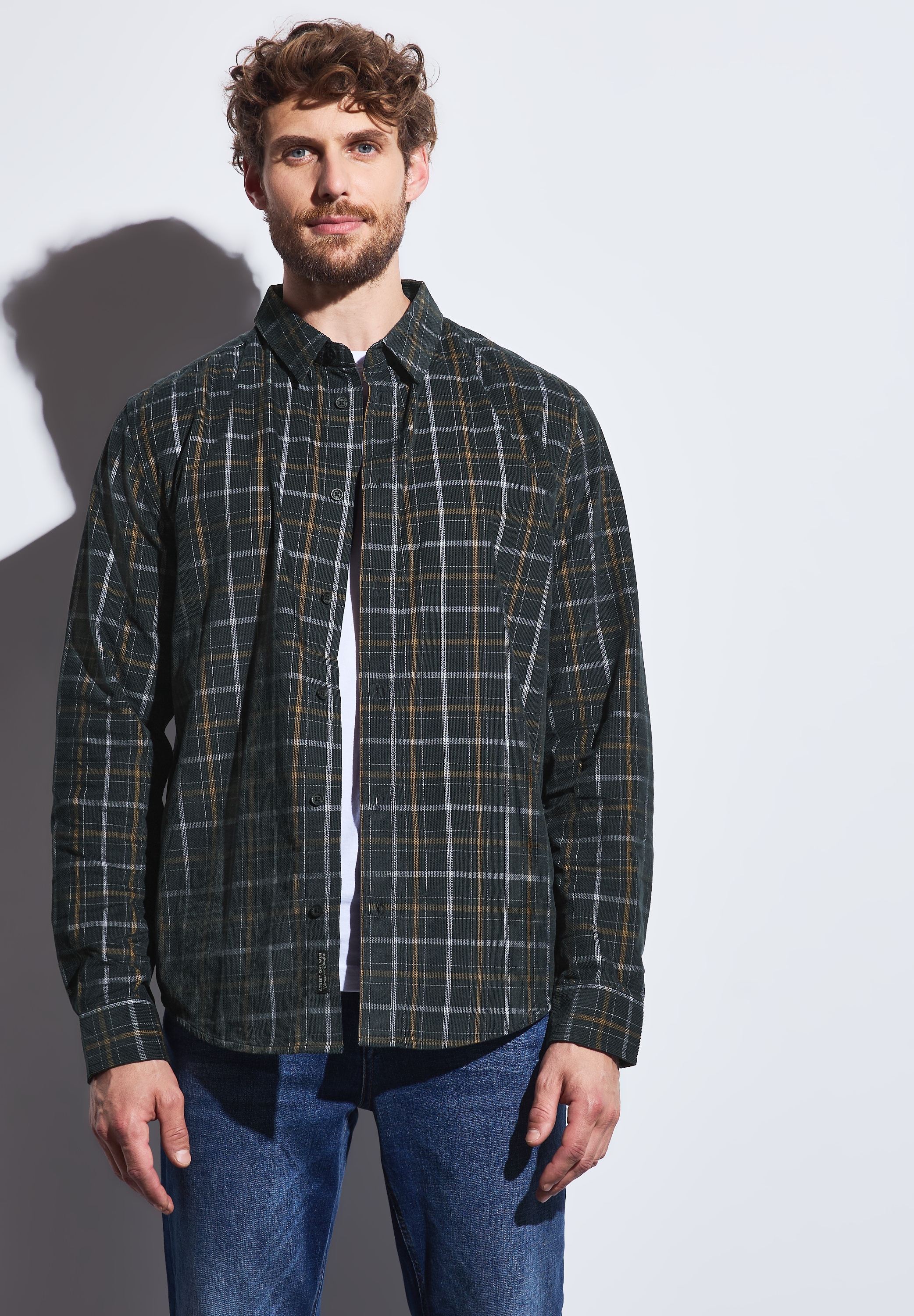 STREET ONE MEN Langarmhemd, mit Knopfleiste günstig online kaufen