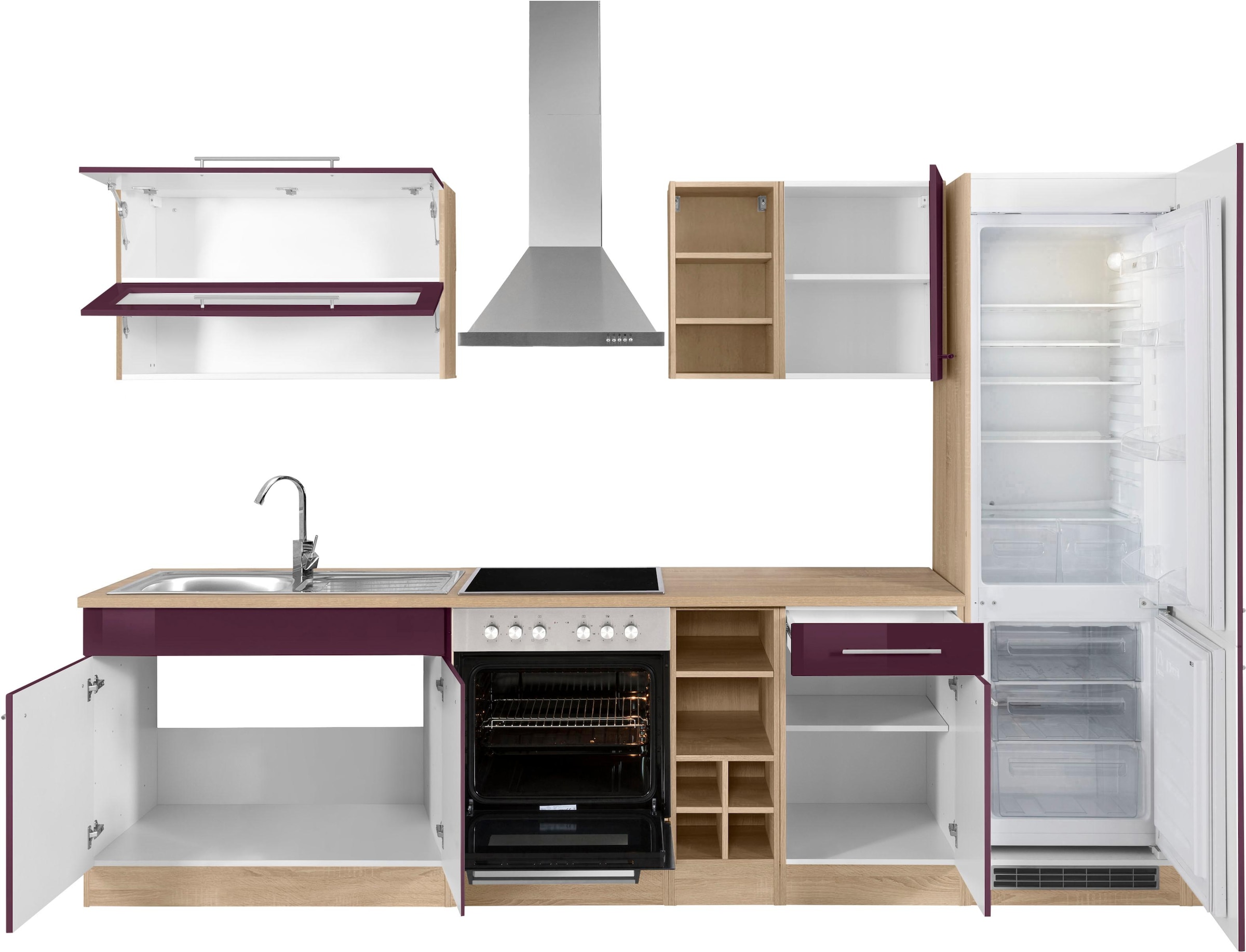 KOCHSTATION Küchenzeile »KS-Eton«, mit E-Geräten, Breite 300 cm