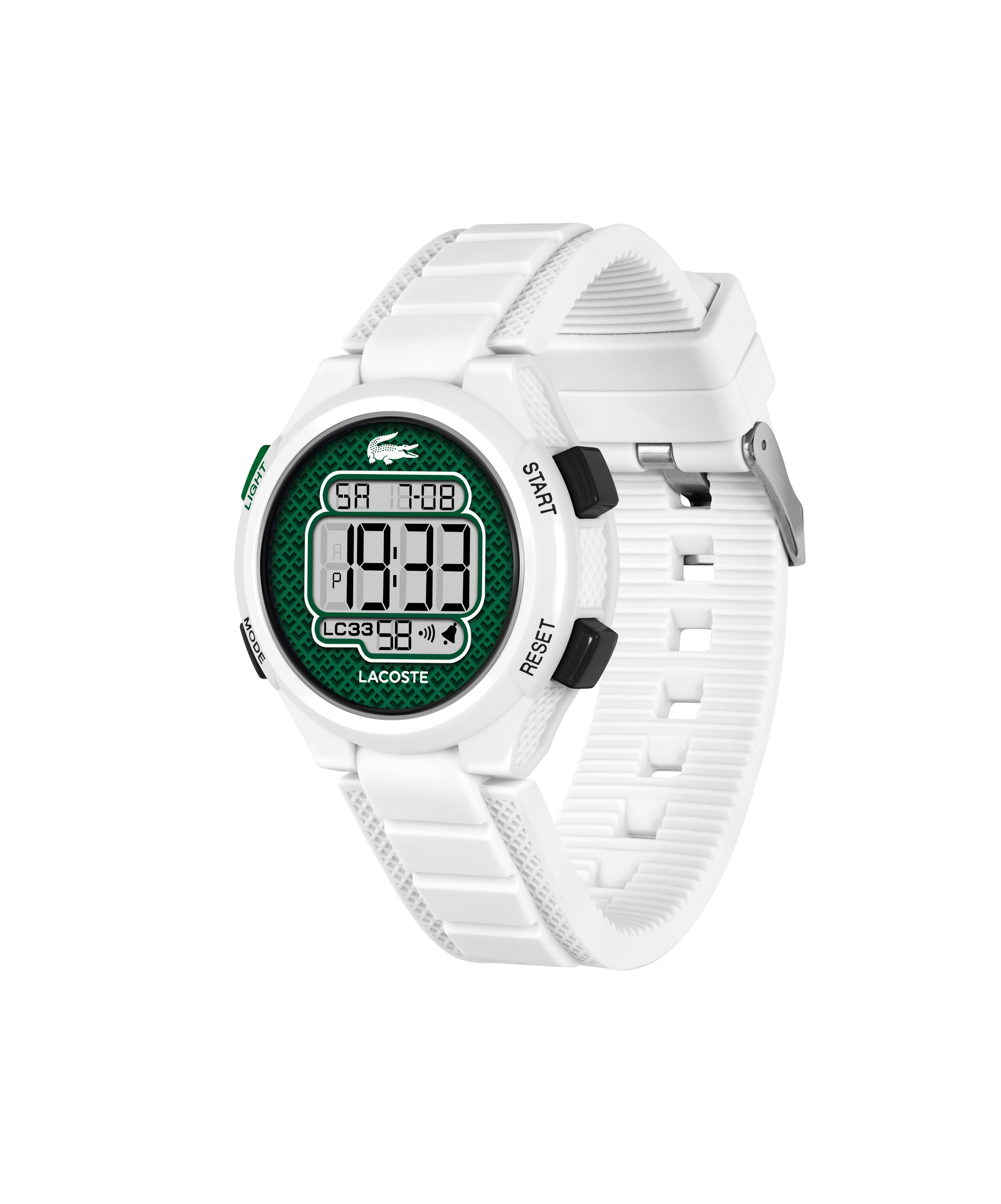 Lacoste Chronograph »LC33«, Quarzuhr, Armbanduhr, Silikonarmband, digital, Tag, Stoppfunktion