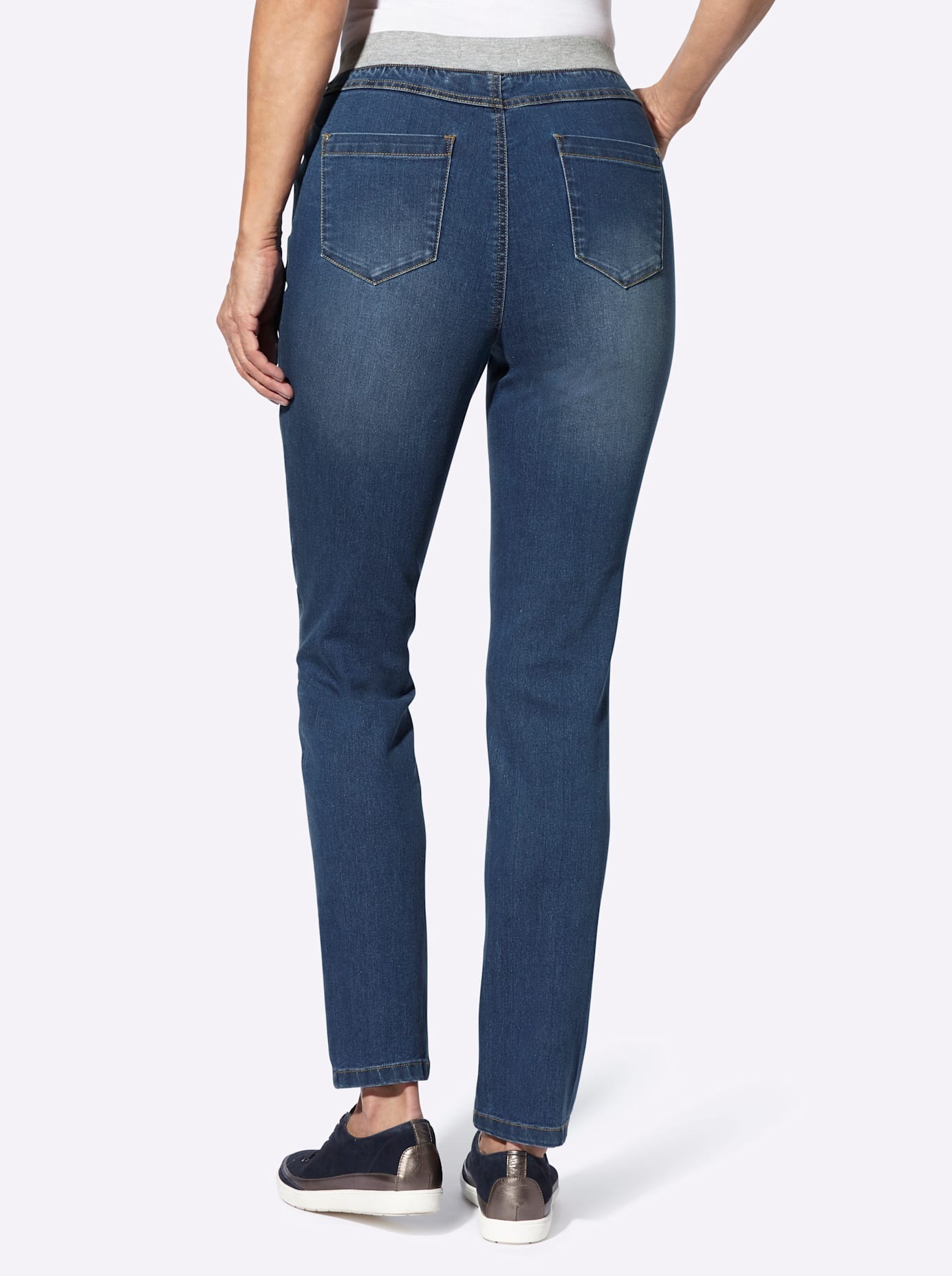 Bequeme Jeans CASUAL LOOKS, Damen, Gr. 40, Normalgrößen, blau (blau, stone, washed), 81% Baumwolle, 17% Polyester, 2% Elasthan, unifarben, lang, Jeans 3