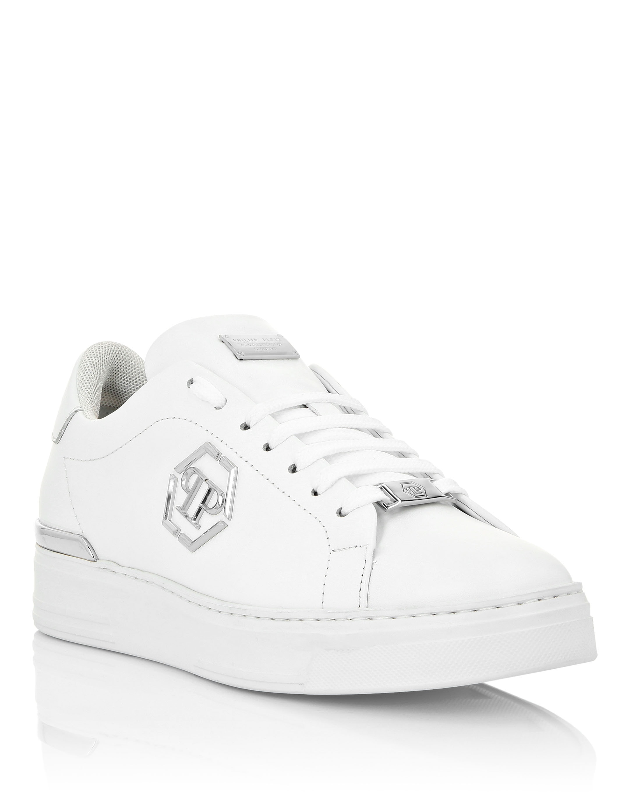 Sneaker PHILIPP PLEIN "Hexagon", Herren, Gr. 39, Normalschaft, 01, weiß, Schuhe Sneaker