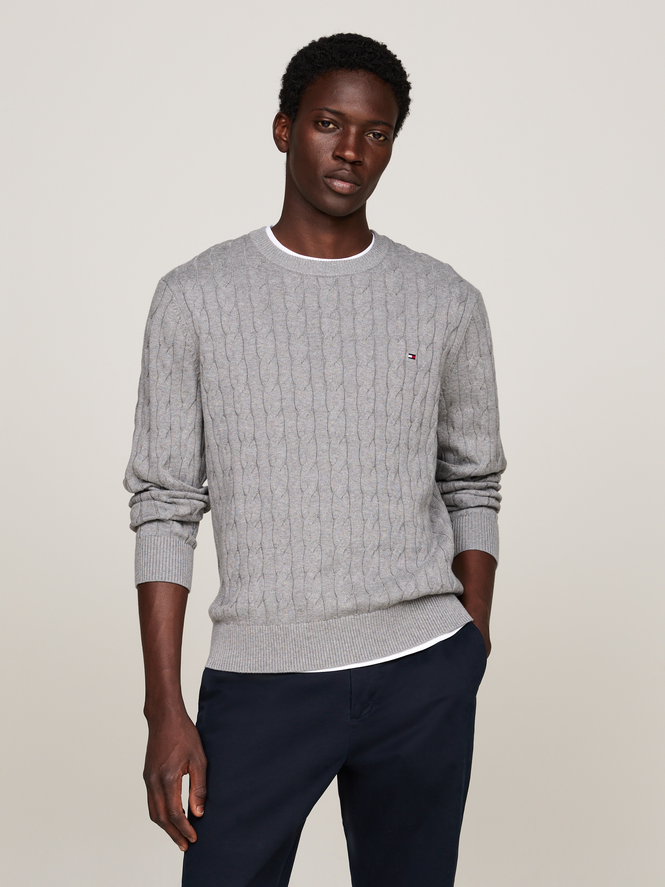 Tommy Hilfiger Strickpullover "CLASSIC CABLE CREW NECK mit Strukturstrick u günstig online kaufen