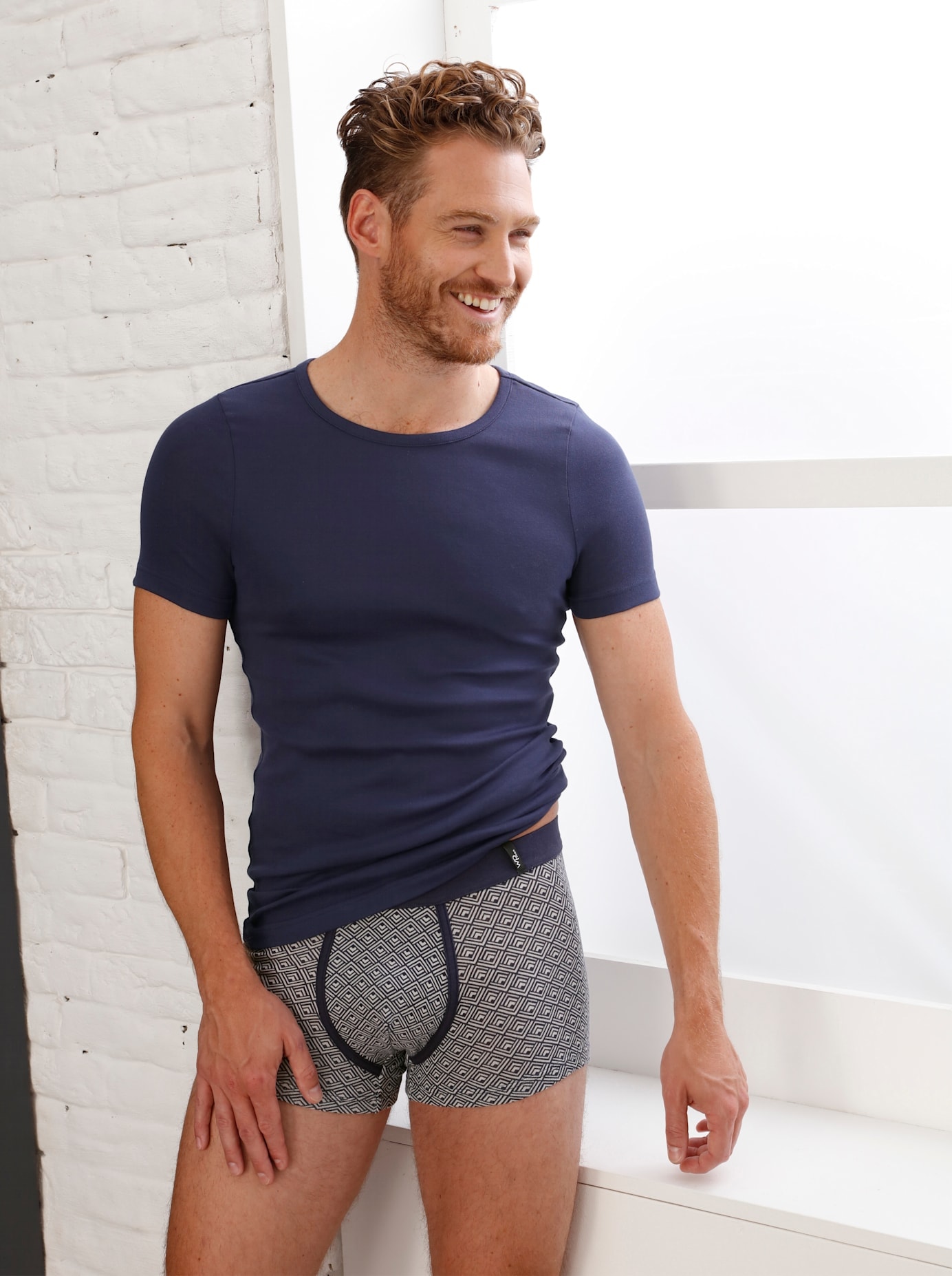 WÄSCHEPUR Herren Unterziehshirt, Gr. 5, blau, 93% Baumwolle, 7% Elasthan, Unterhemden