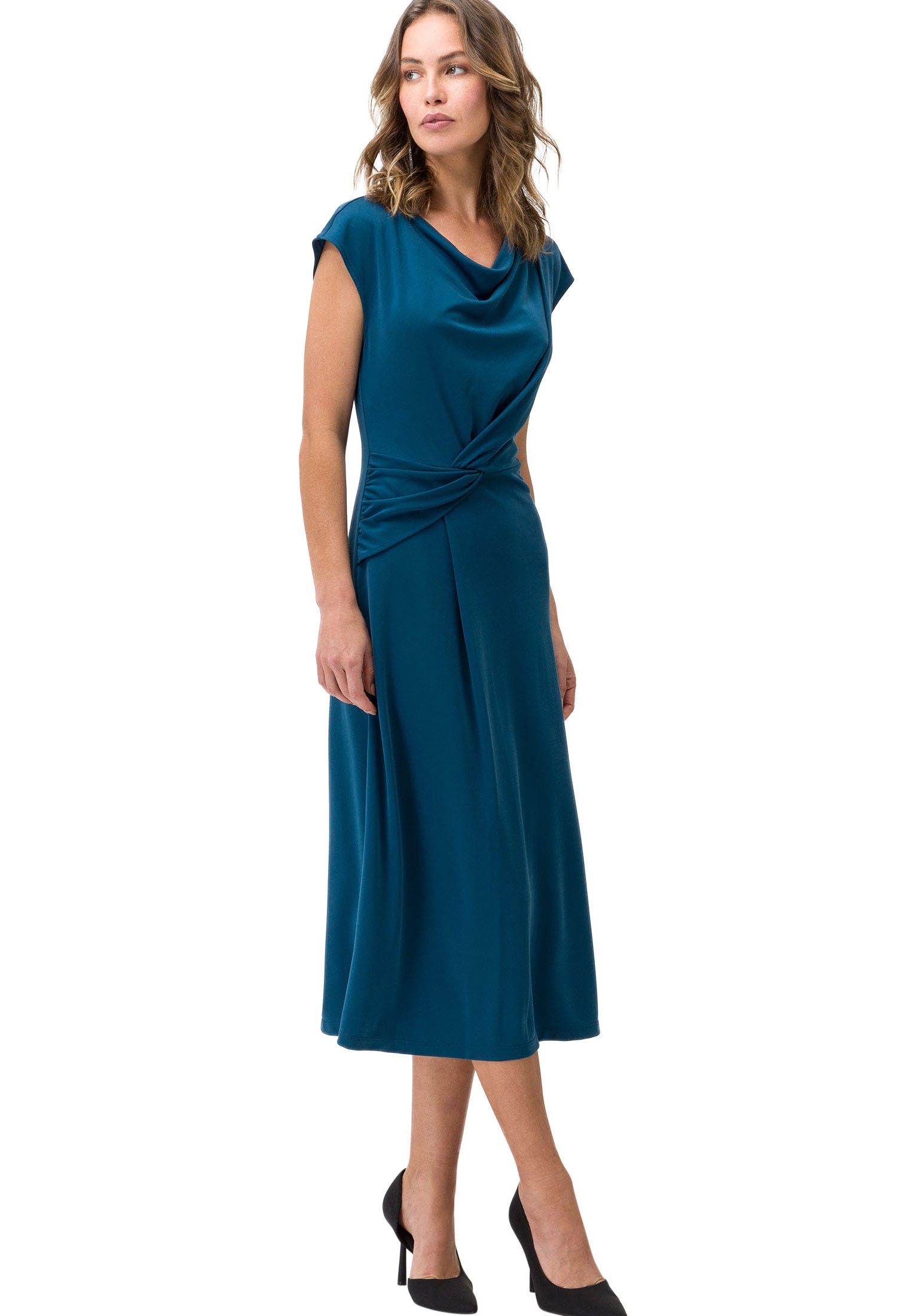 Zero Midikleid »zero Midikleid mit Wasserfallausschnitt«, drapiert /gerafft