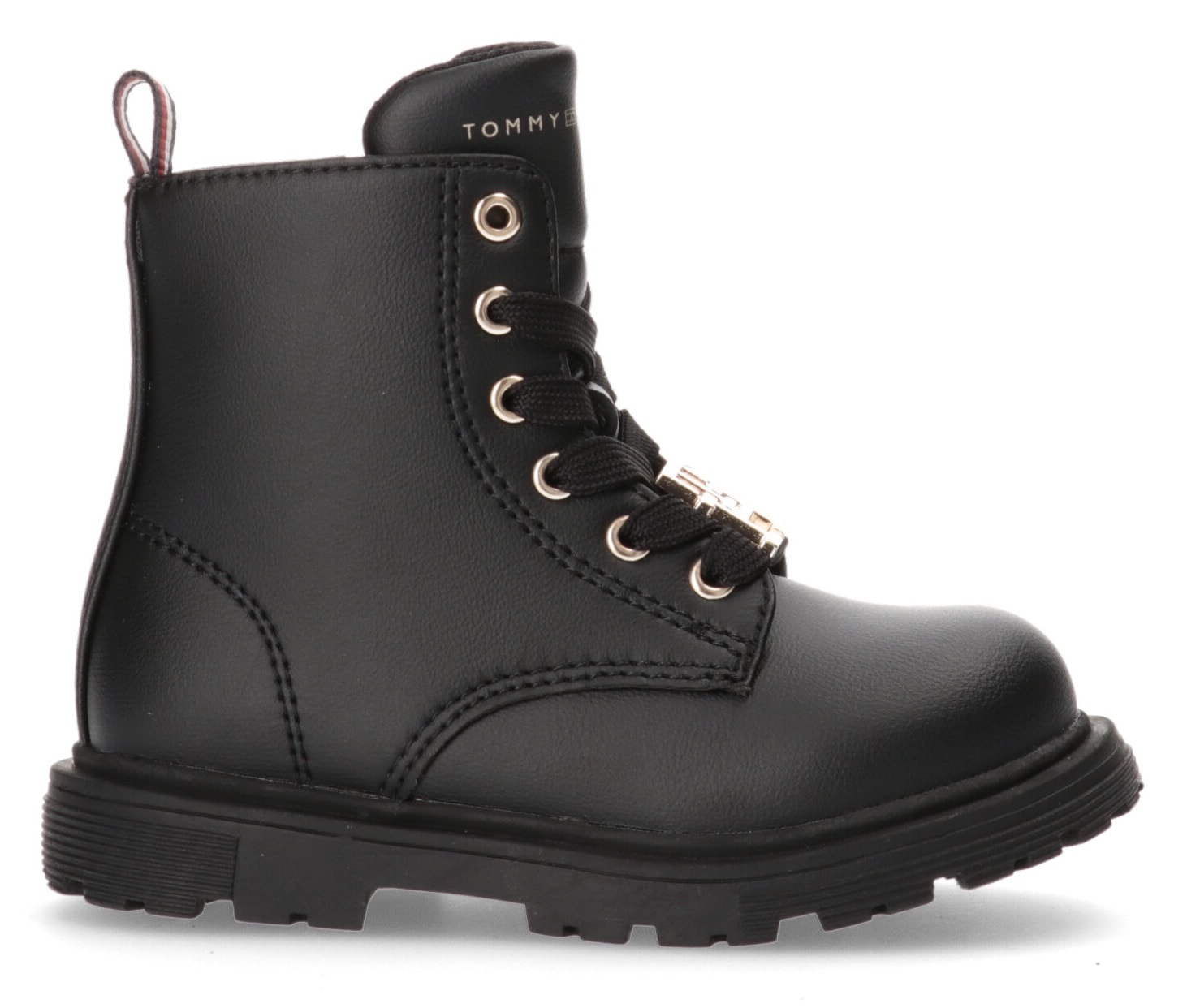Tommy Hilfiger Schnürboots, Winterstiefel, Schnürstiefel, Boots mit goldfarbenem Logo-Emblem