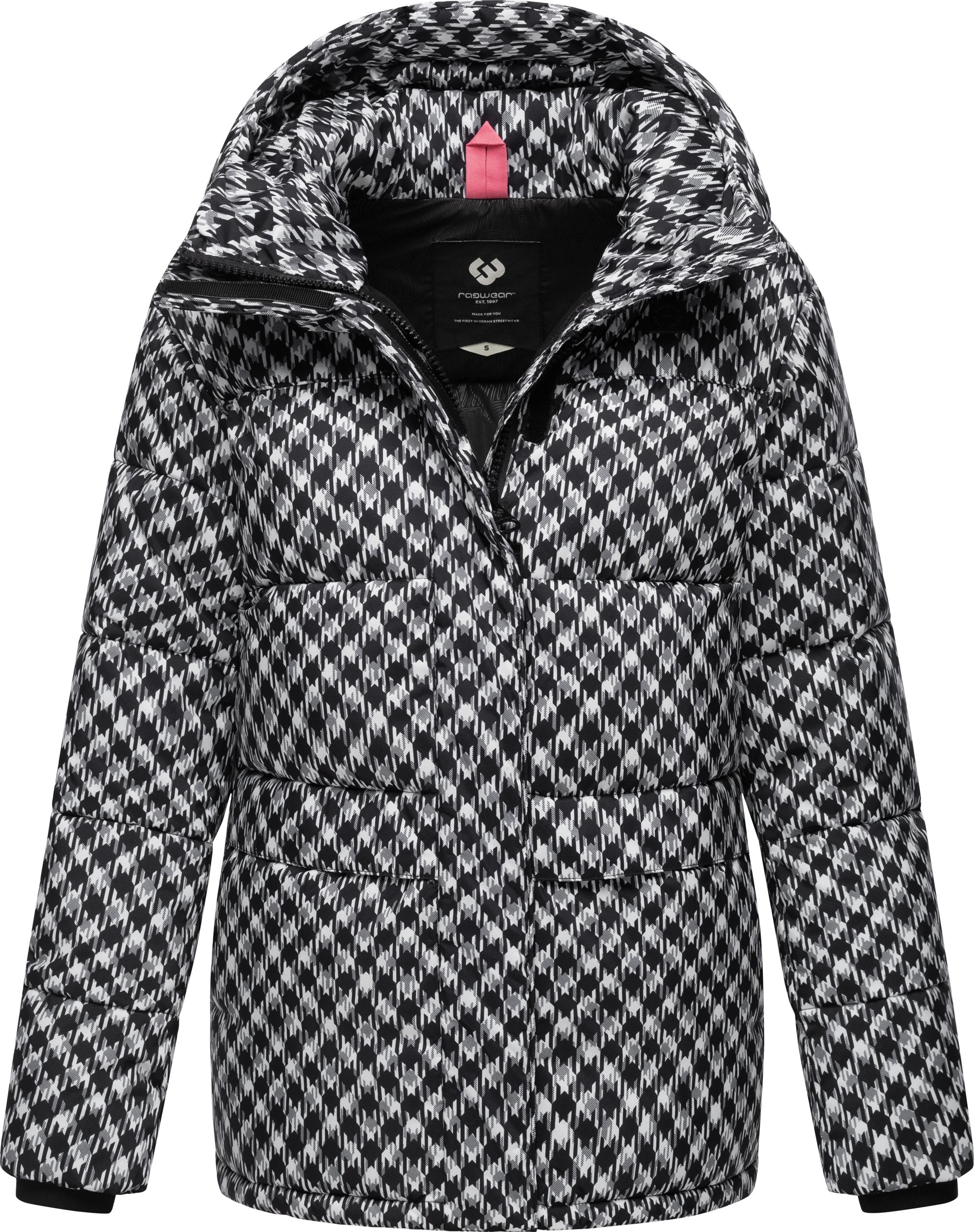 Ragwear Steppjacke »Wikesh Print«, mit Kapuze, Wasserdichte Damen Winterjacke mit Hahnentritt-Muster