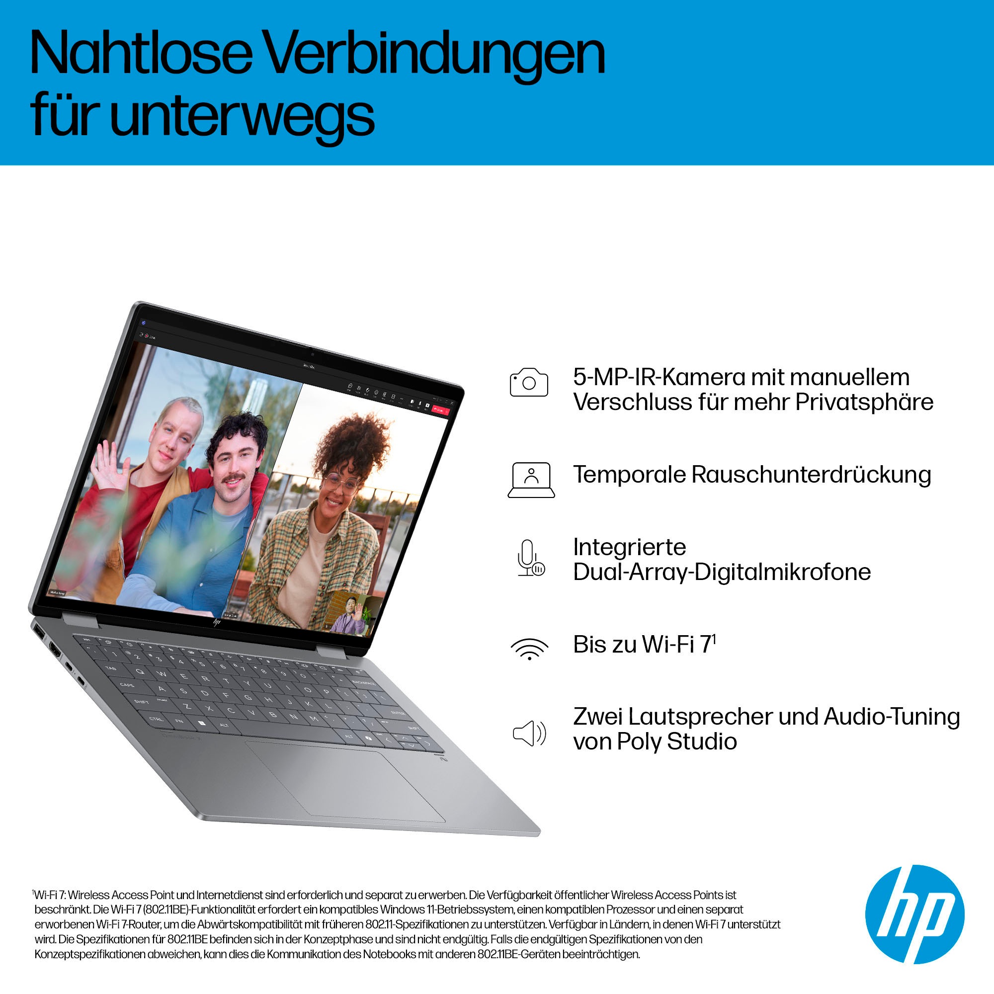 HP Convertible Notebook »OmniBook X Flip 14-fm0077ng«, 35,6 cm, / 14 Zoll, Intel, Core Ultra 7, 1000 GB SSD