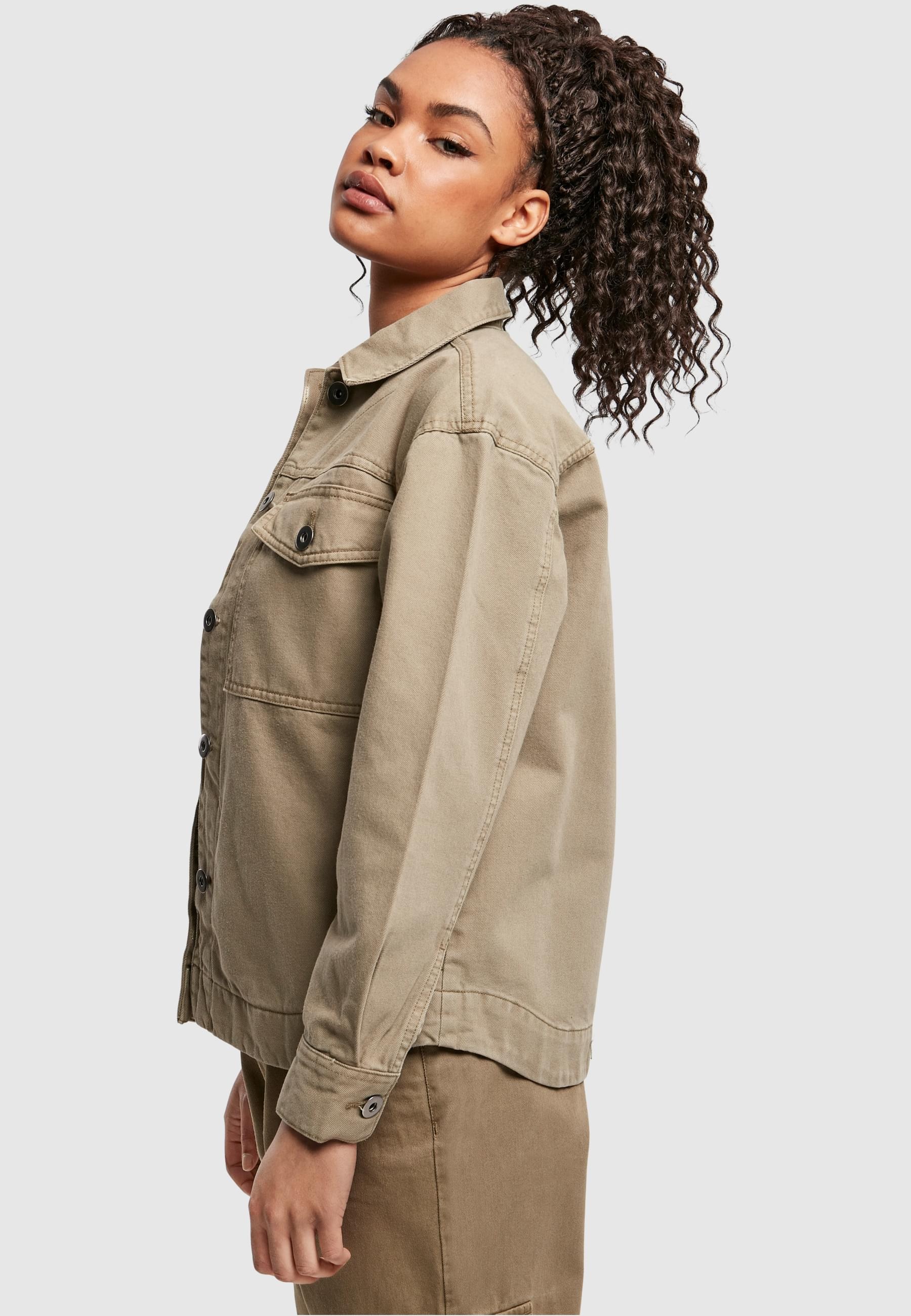 URBAN CLASSICS Allwetterjacke »Urban Classics Damen Ladies Oversized Shirt Jacket«, (1 St.), ohne Kapuze