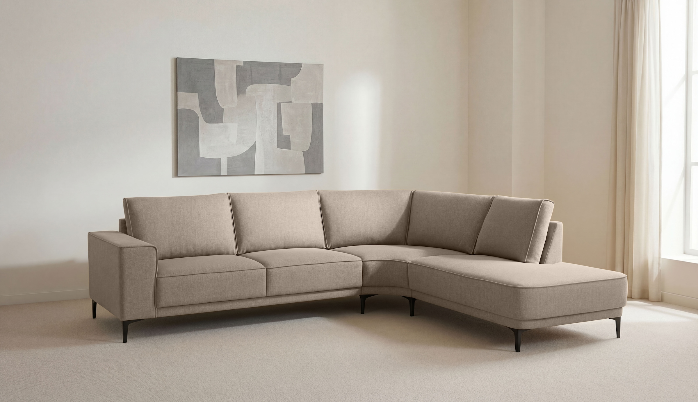 OTTO home Ecksofa "Casina" mit abgerundeter Ottomane, in einem weichen Chenille-Stoff